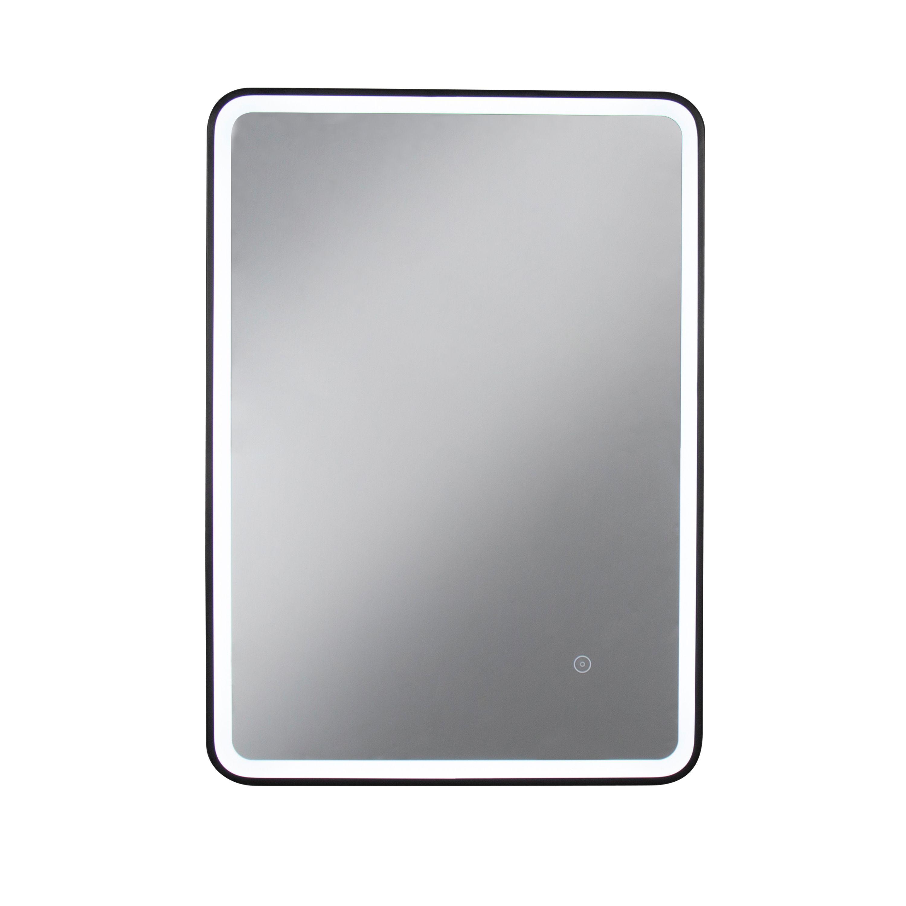 Croydex Flexi-fix Henderson Matt Black Rectangular Wall-mounted Bathroom & WC Illuminated mirror (H)70cm (W)50cm