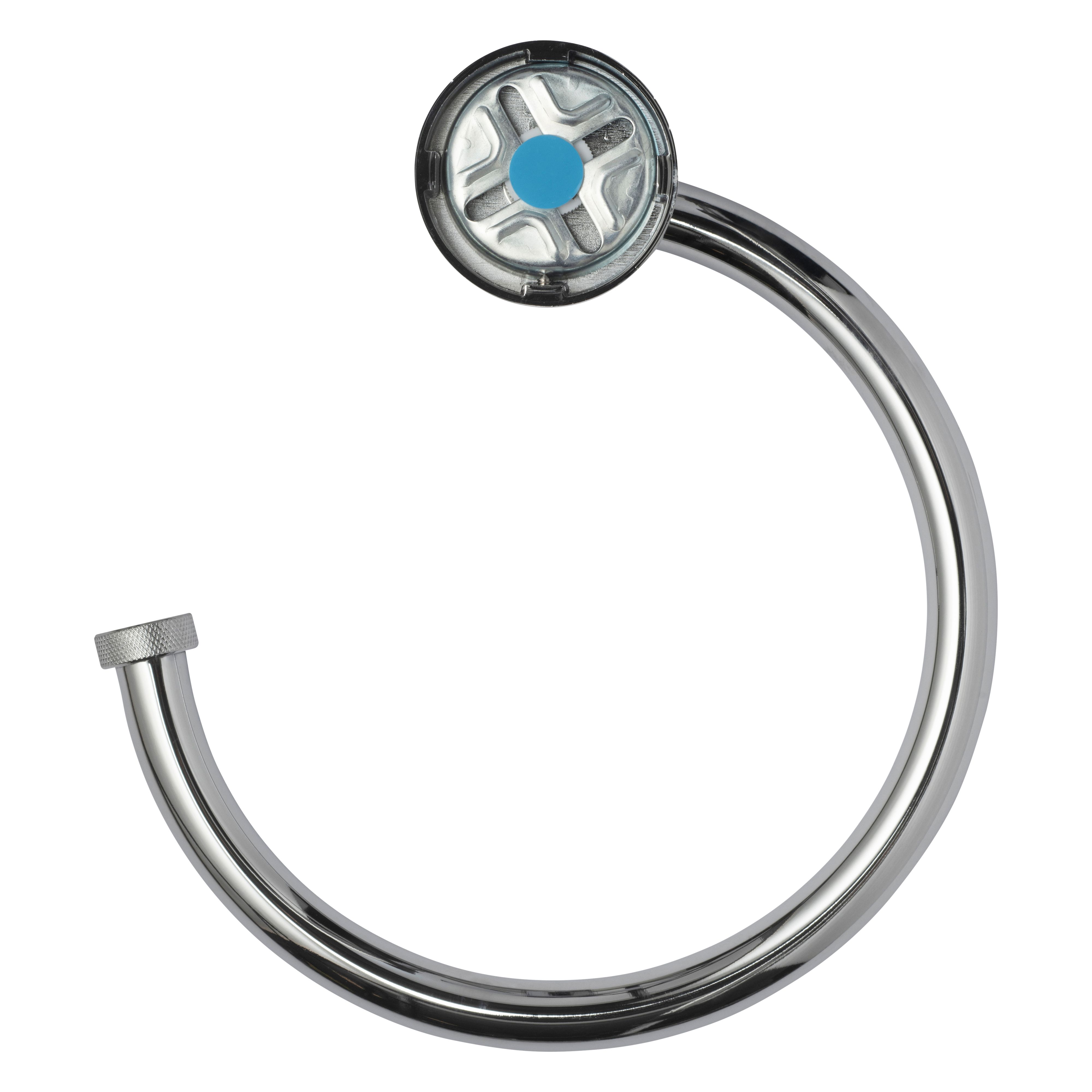 Croydex Flexi-fix Knightsbridge Chrome effect Stainless steel Wall-mounted Towel ring (W)18.8cm - 3