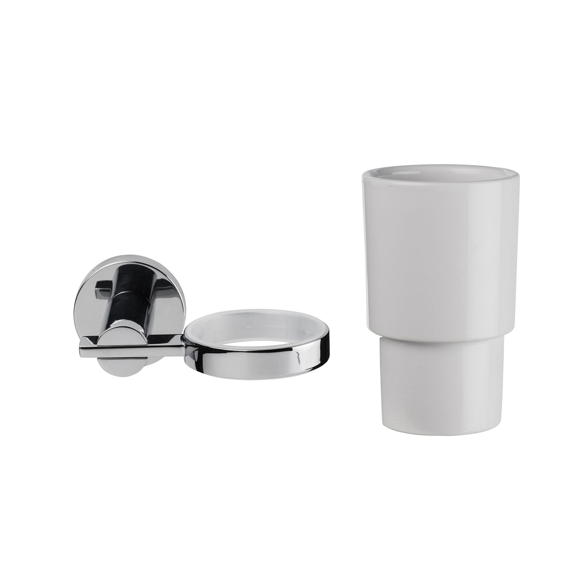 Croydex Flexi-Fix Metra Gloss Mirror effect Ceramic Tumbler & toothbrush holder