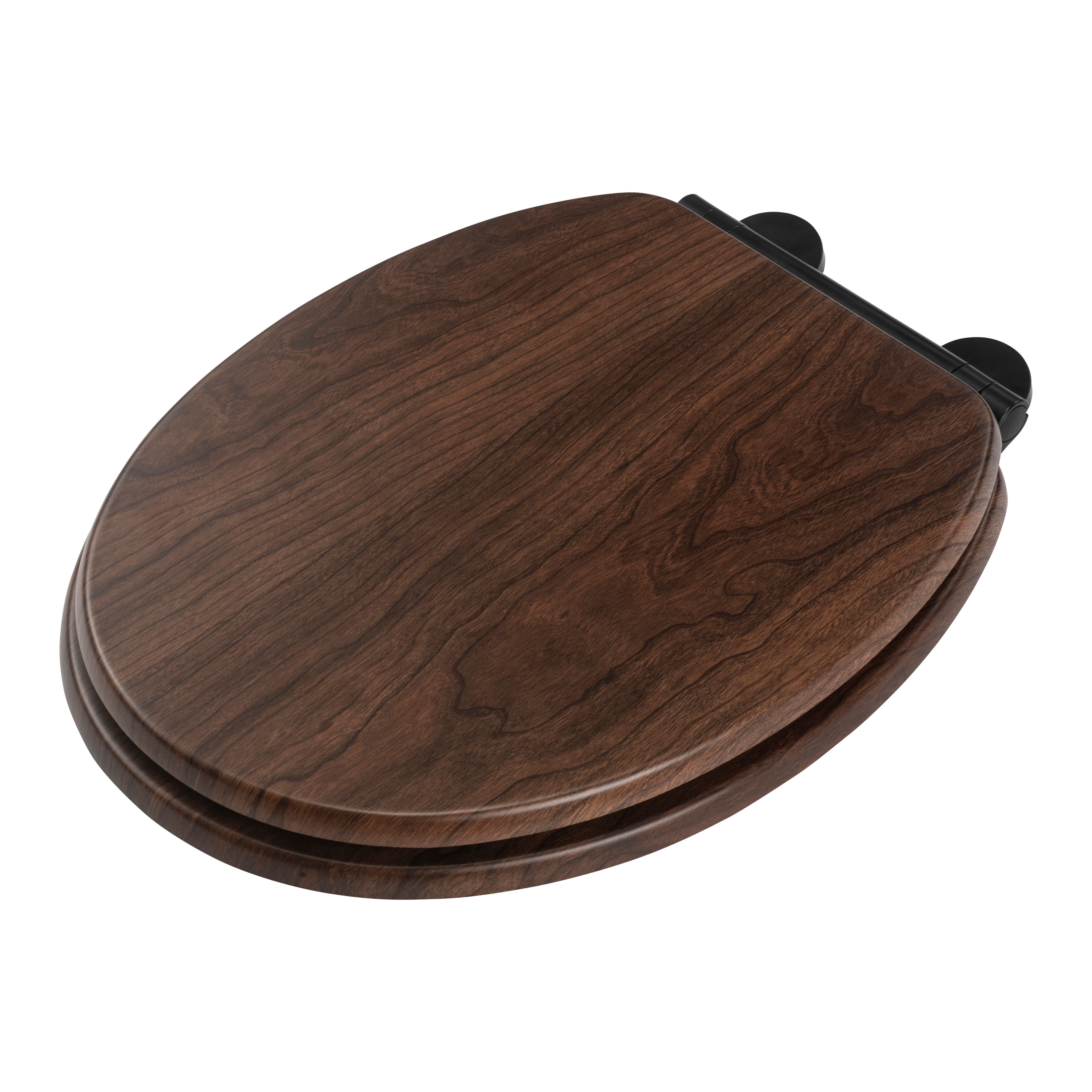 Croydex Flexi Fix Walnut effect Standard Soft close Toilet seat DIY at B Q