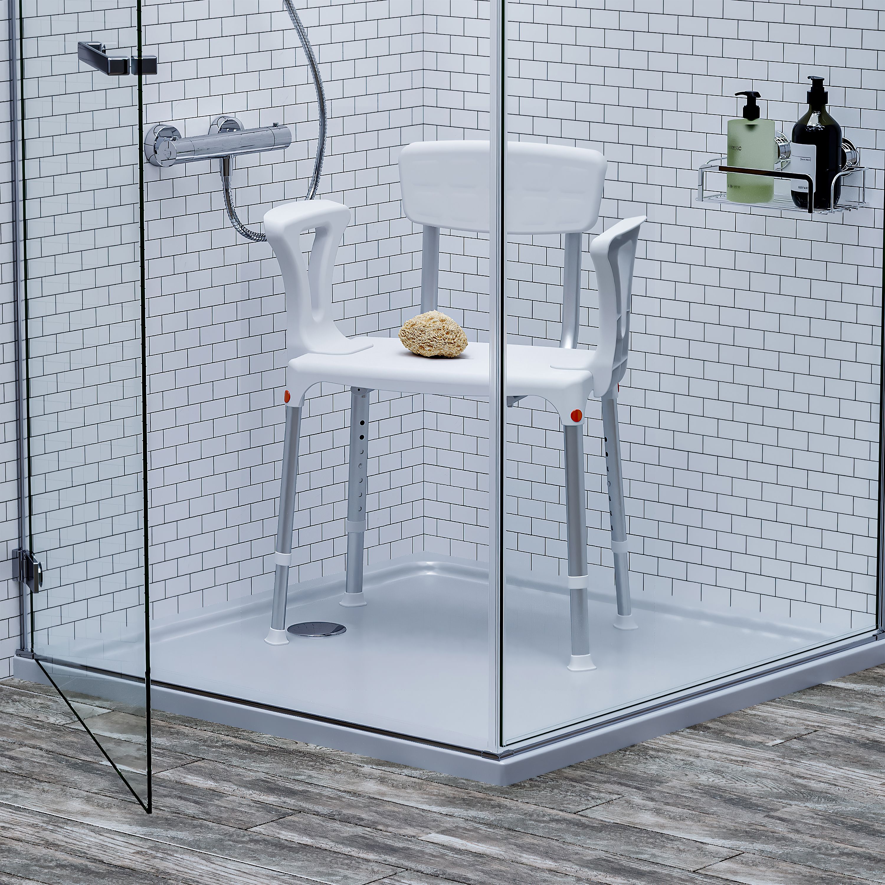 Croydex Inclusive White Aluminium & moulded plastic Freestanding Shower chair (H)900mm (W)615mm