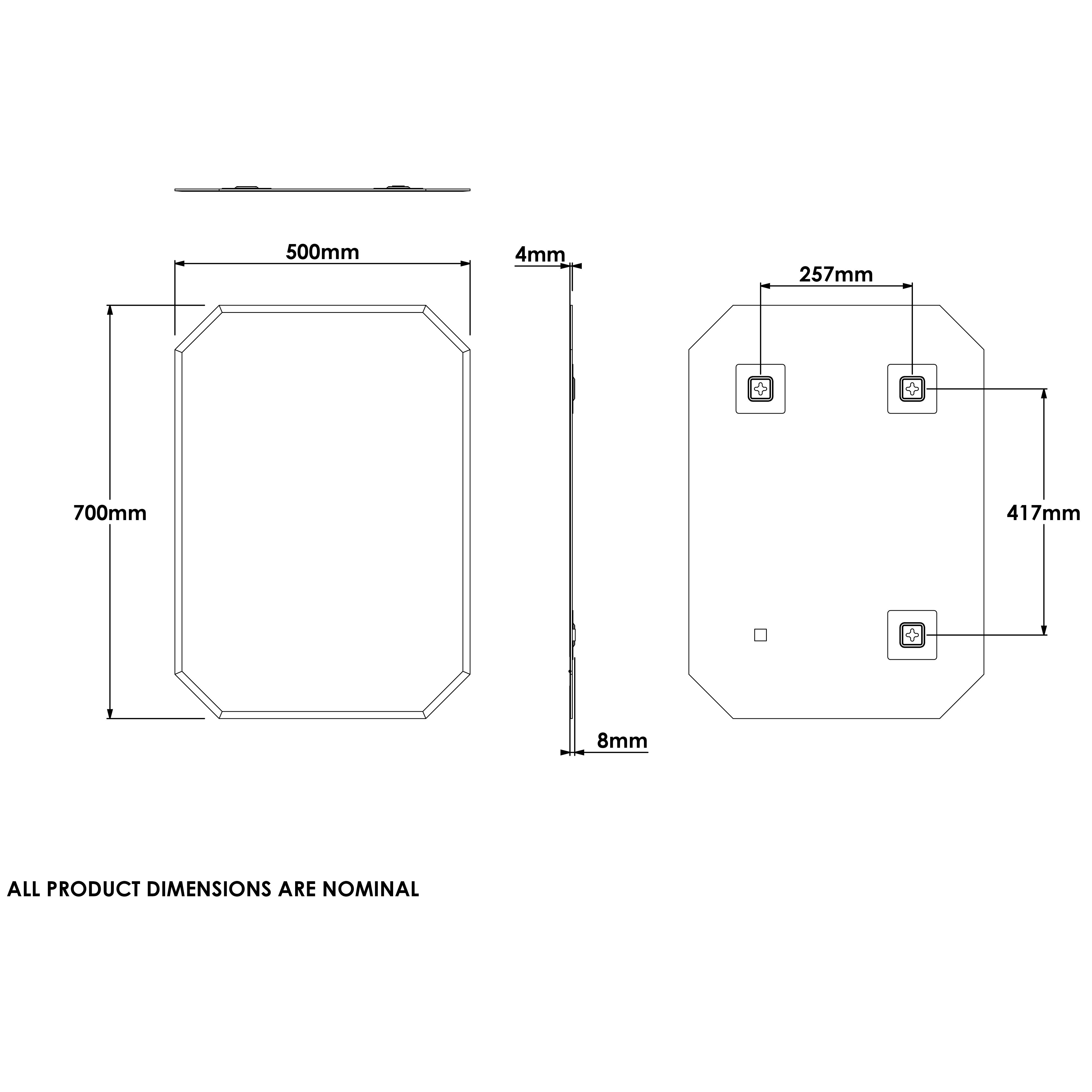 Croydex Octagonal Wall-mounted Bathroom Mirror (H)70cm (W)50cm - 4