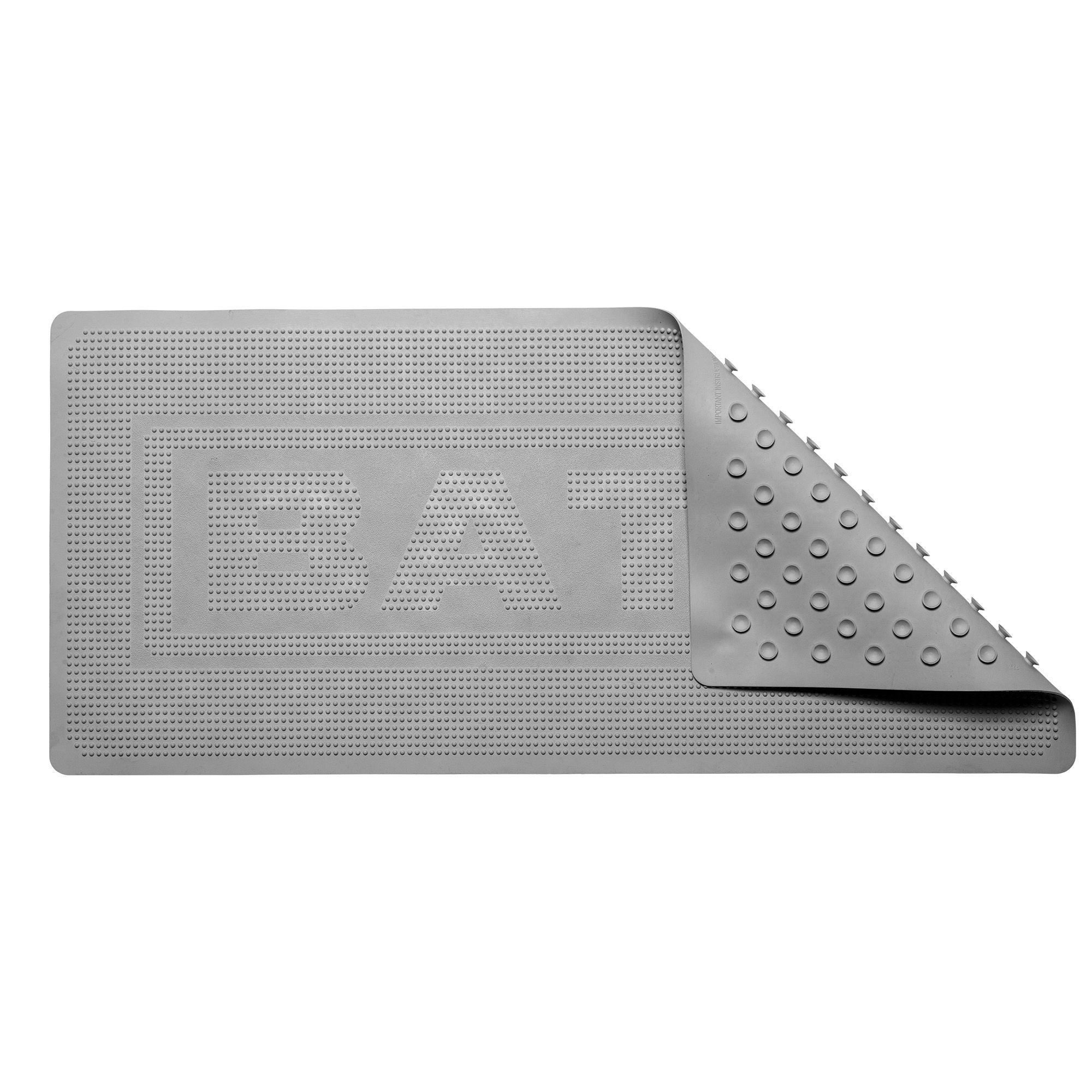 Croydex Rubagrip Grey Rectangular Bath mat (L)74cm (W)34cm