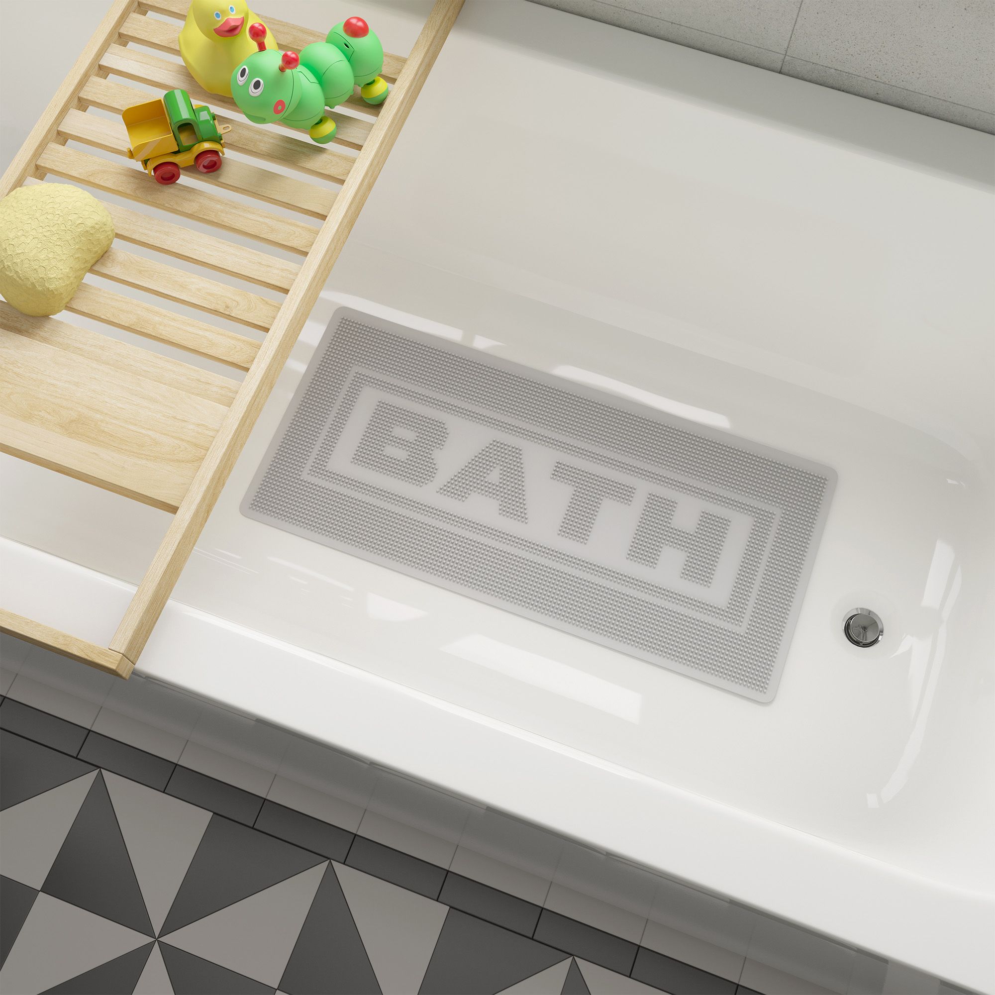 Croydex Rubagrip Grey Rectangular Bath mat (L)74cm (W)34cm - 6