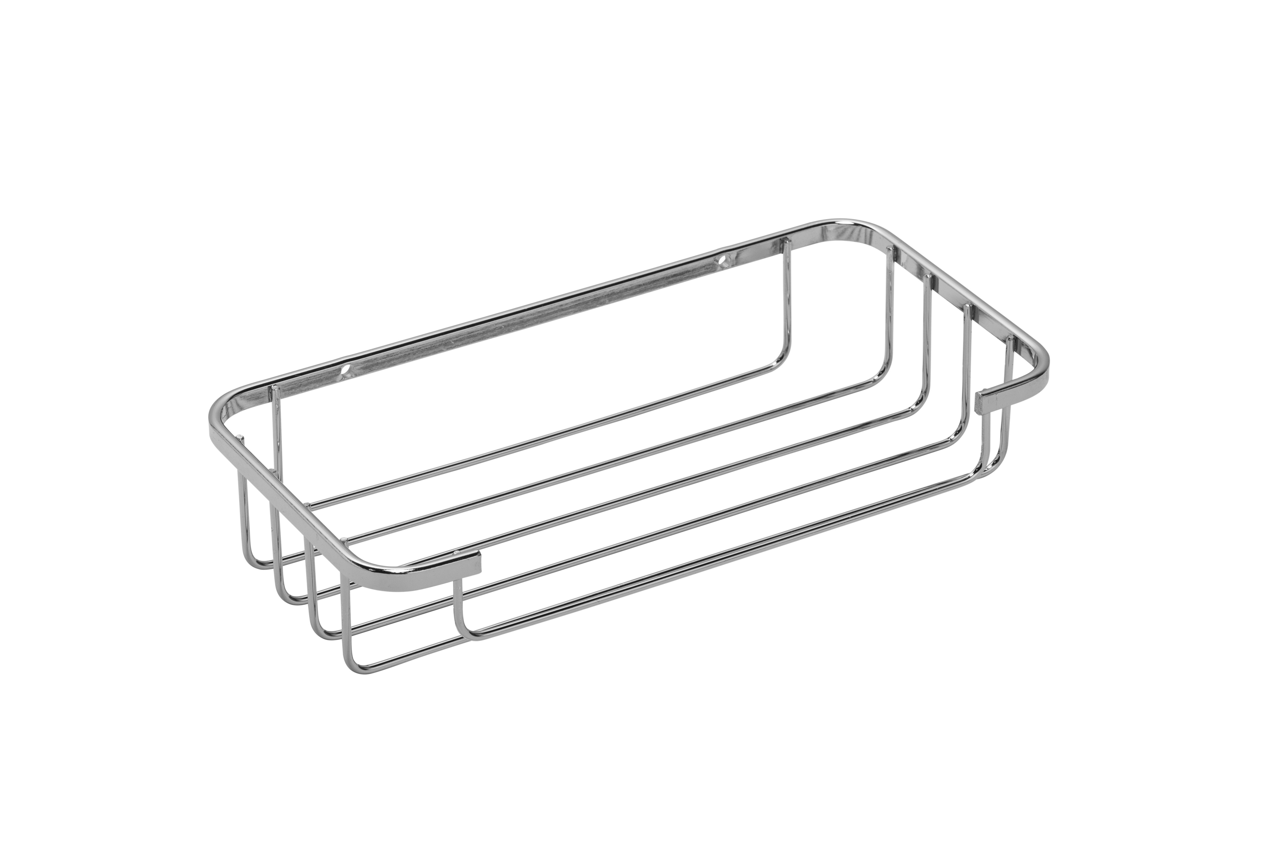 Croydex Screw to wall storage Steel Chrome effect Cosmetic basket