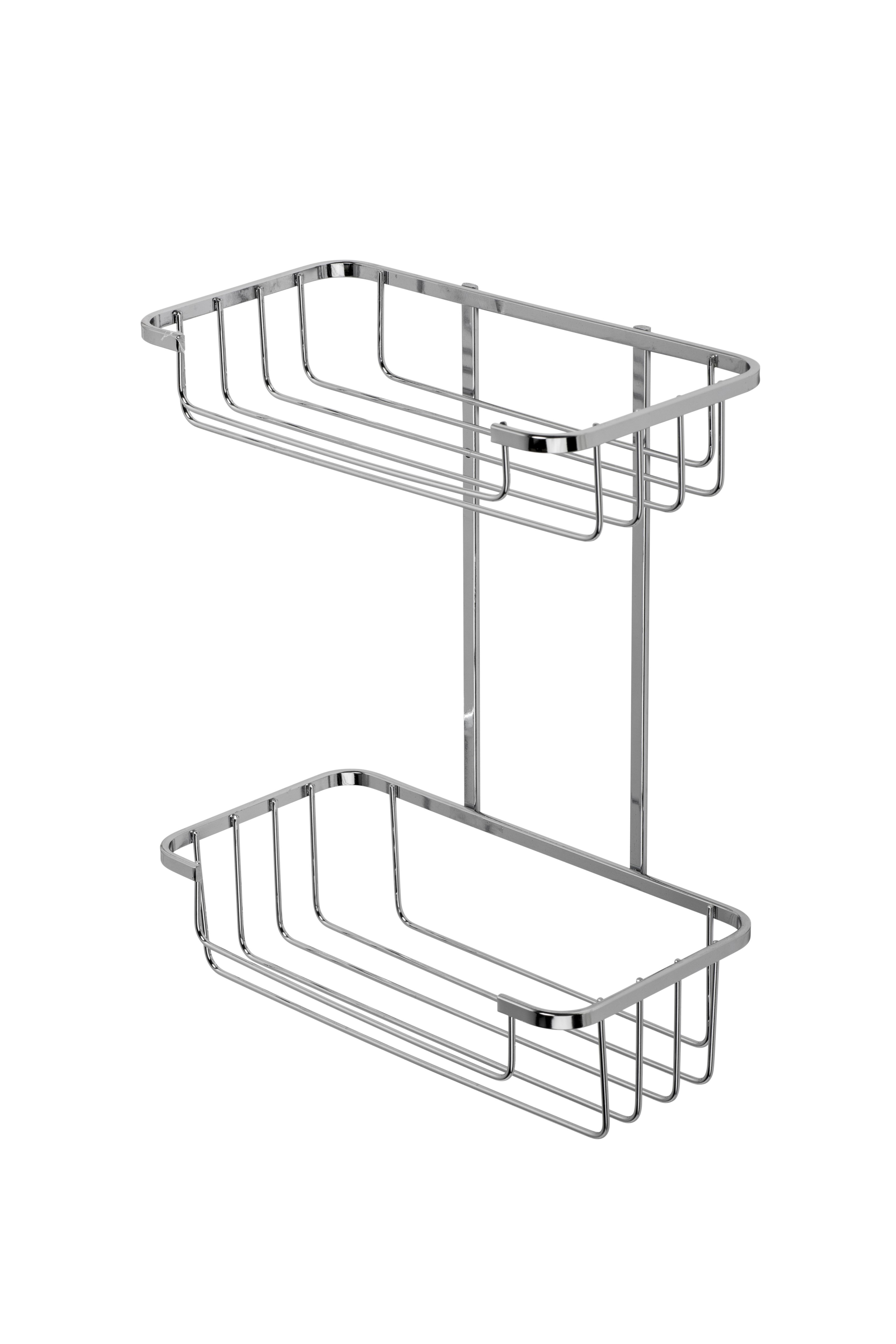 Croydex Screw to wall storage Steel Chrome effect Storage basket