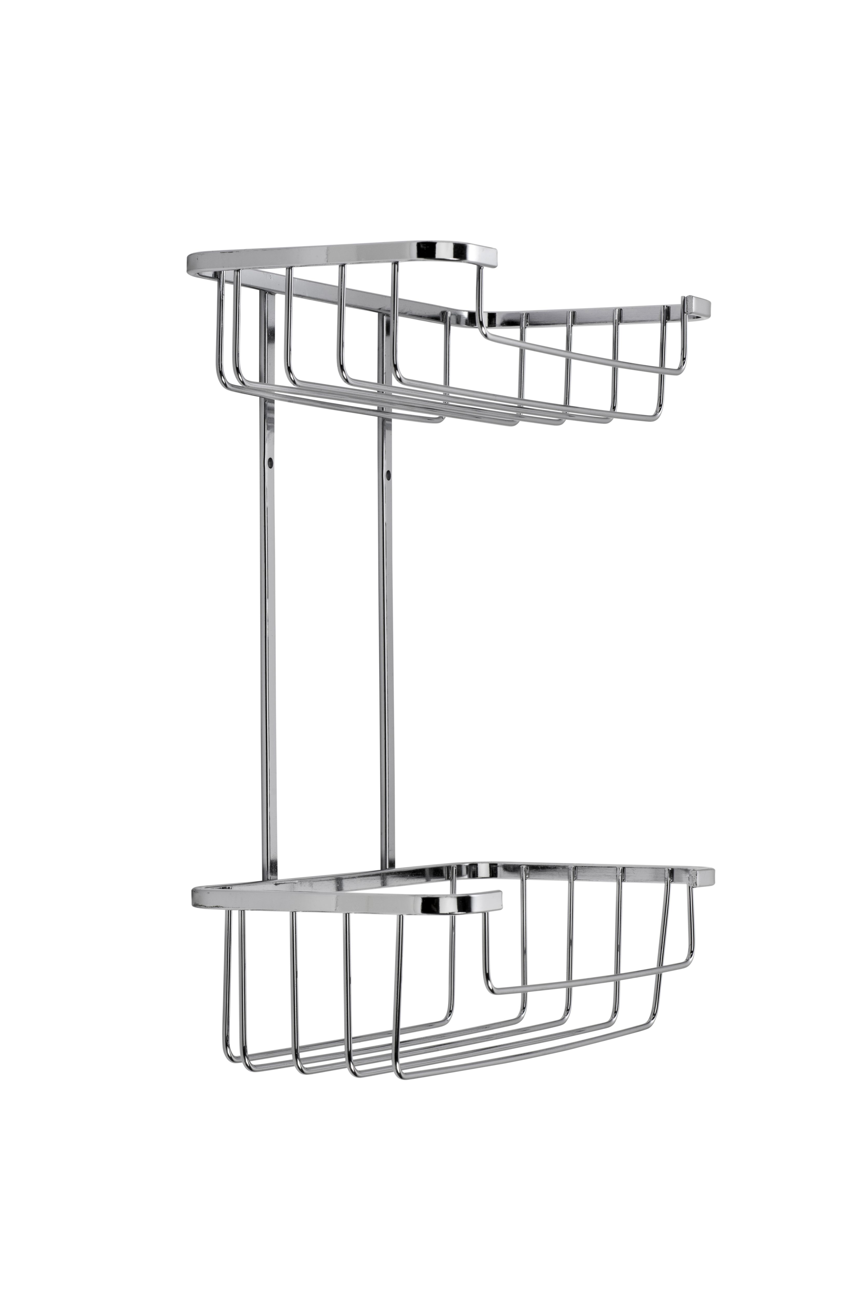 Croydex Screw to wall storage Steel Chrome effect Storage basket