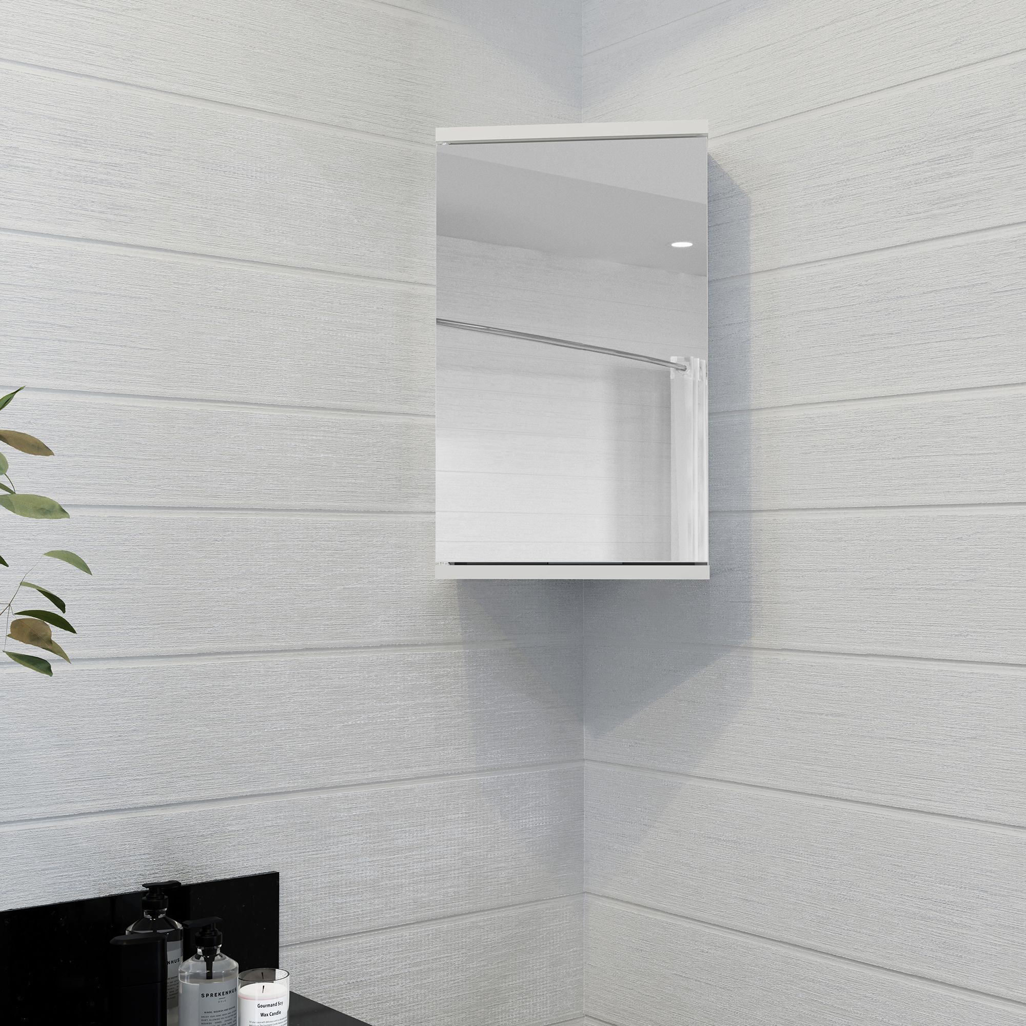 Croydex Simplicity Gloss White Single Mirrored Corner cabinet