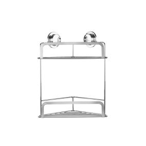 Croydex Stick'n'Lock 2 tier Chrome effect Steel Shower caddy (W)26cm