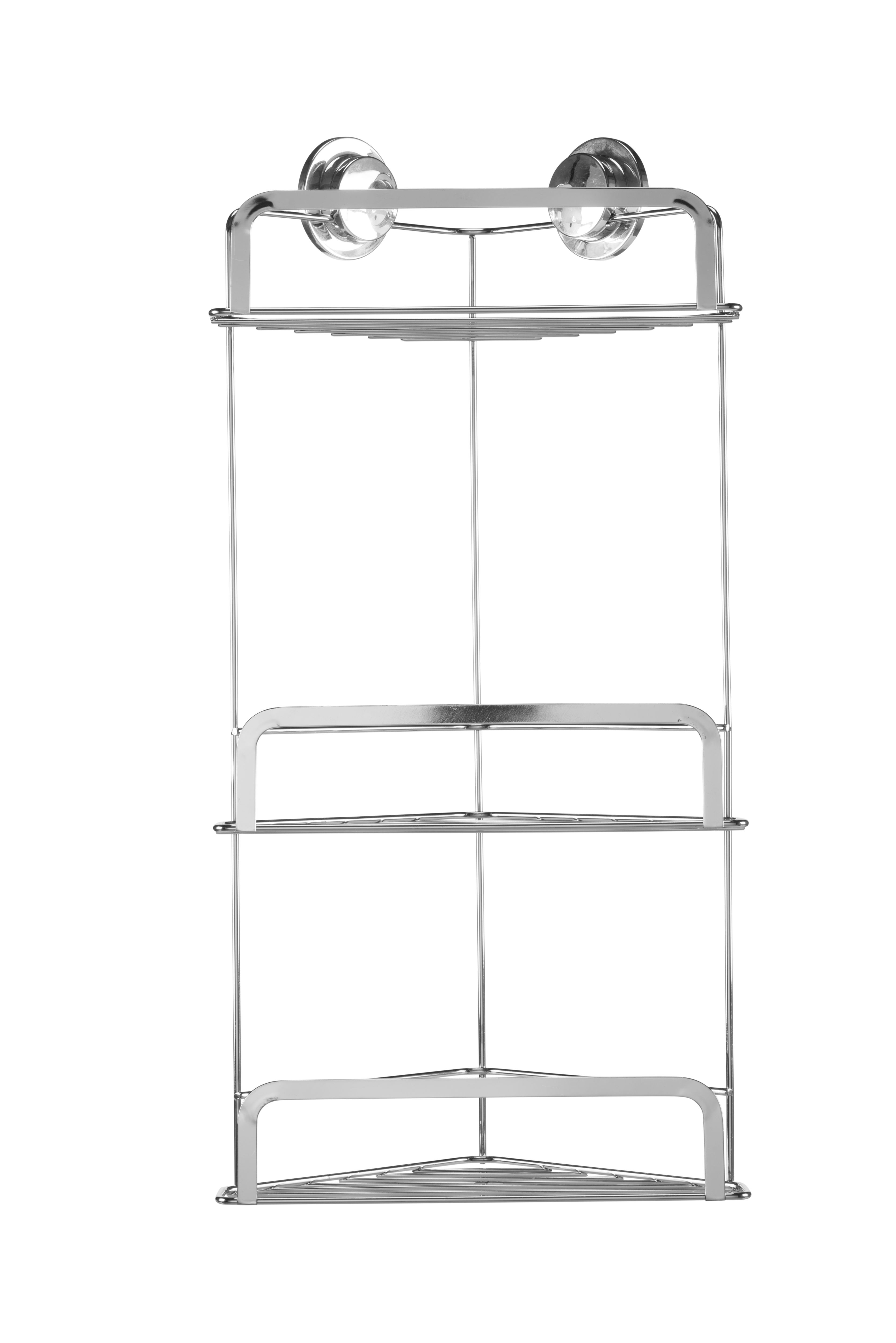 Croydex Stick'n'Lock 3 tier Chrome effect Steel Shower caddy (W)26cm