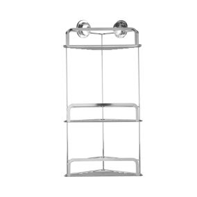 Croydex Stick'n'Lock 3 tier Chrome effect Steel Shower caddy (W)26cm