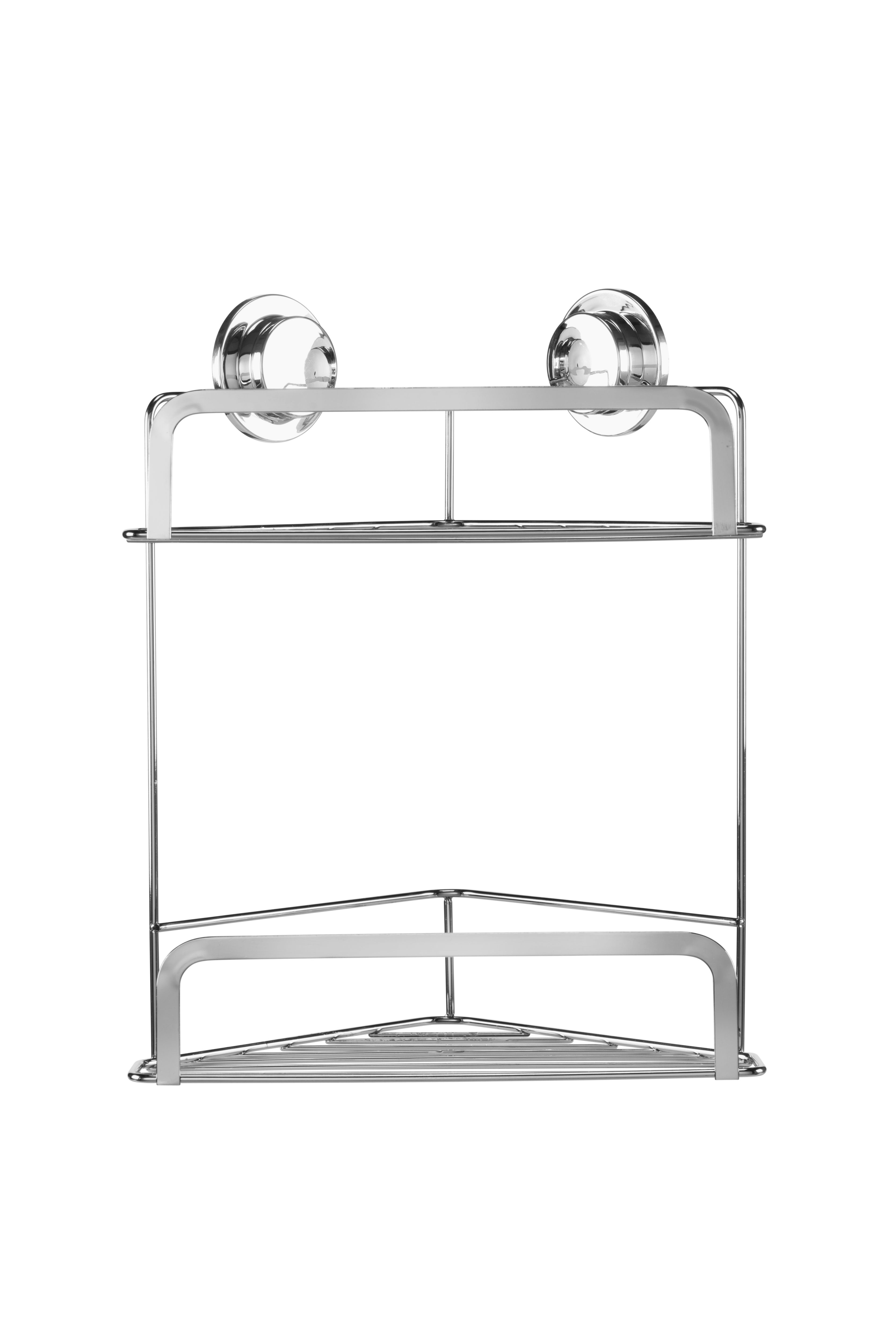 Croydex Stick 'n' Lock Three Tier Corner Shower Basket, Grey