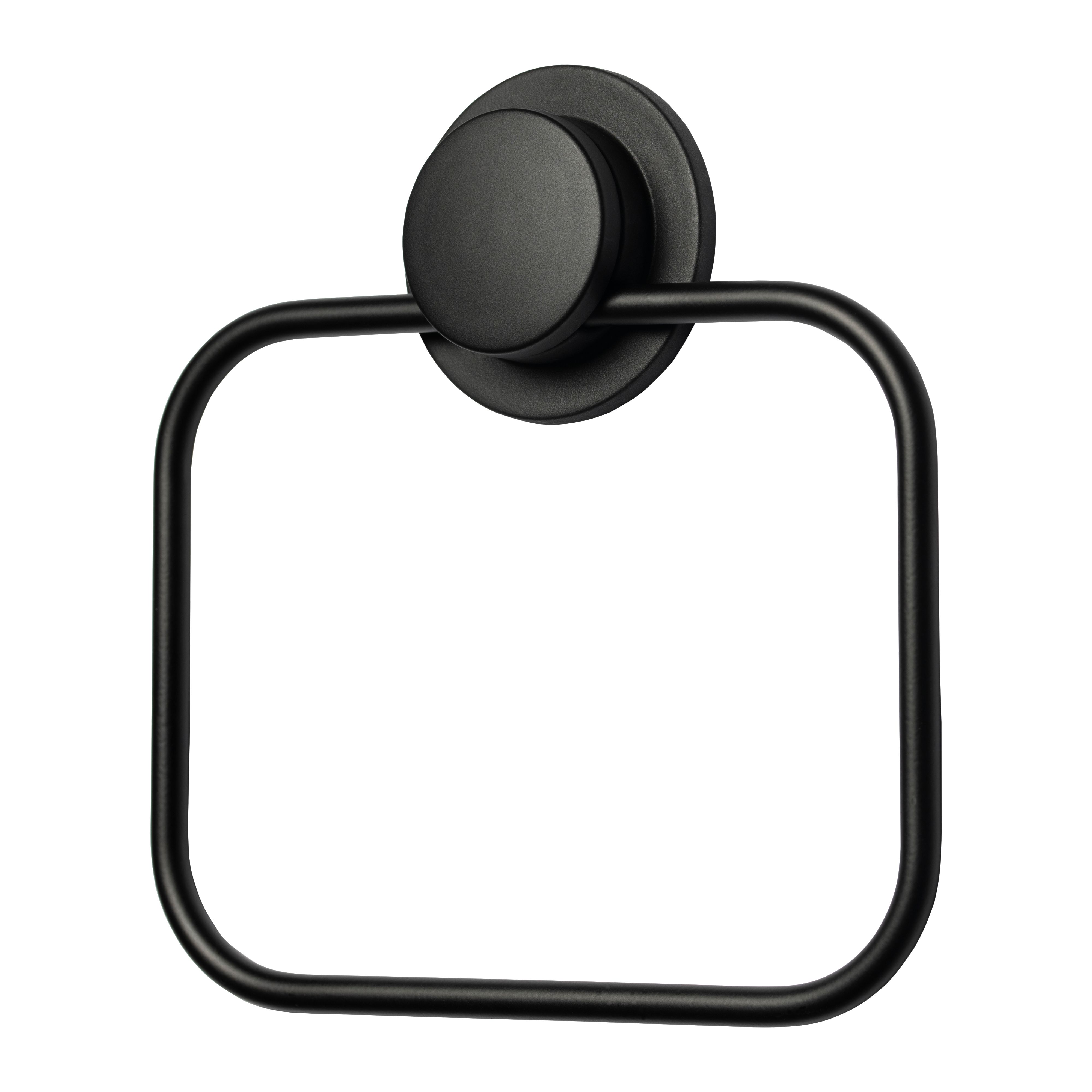 Croydex Stick 'n' Lock Matt Black Steel Wall-mounted Towel ring (W)17.4cm