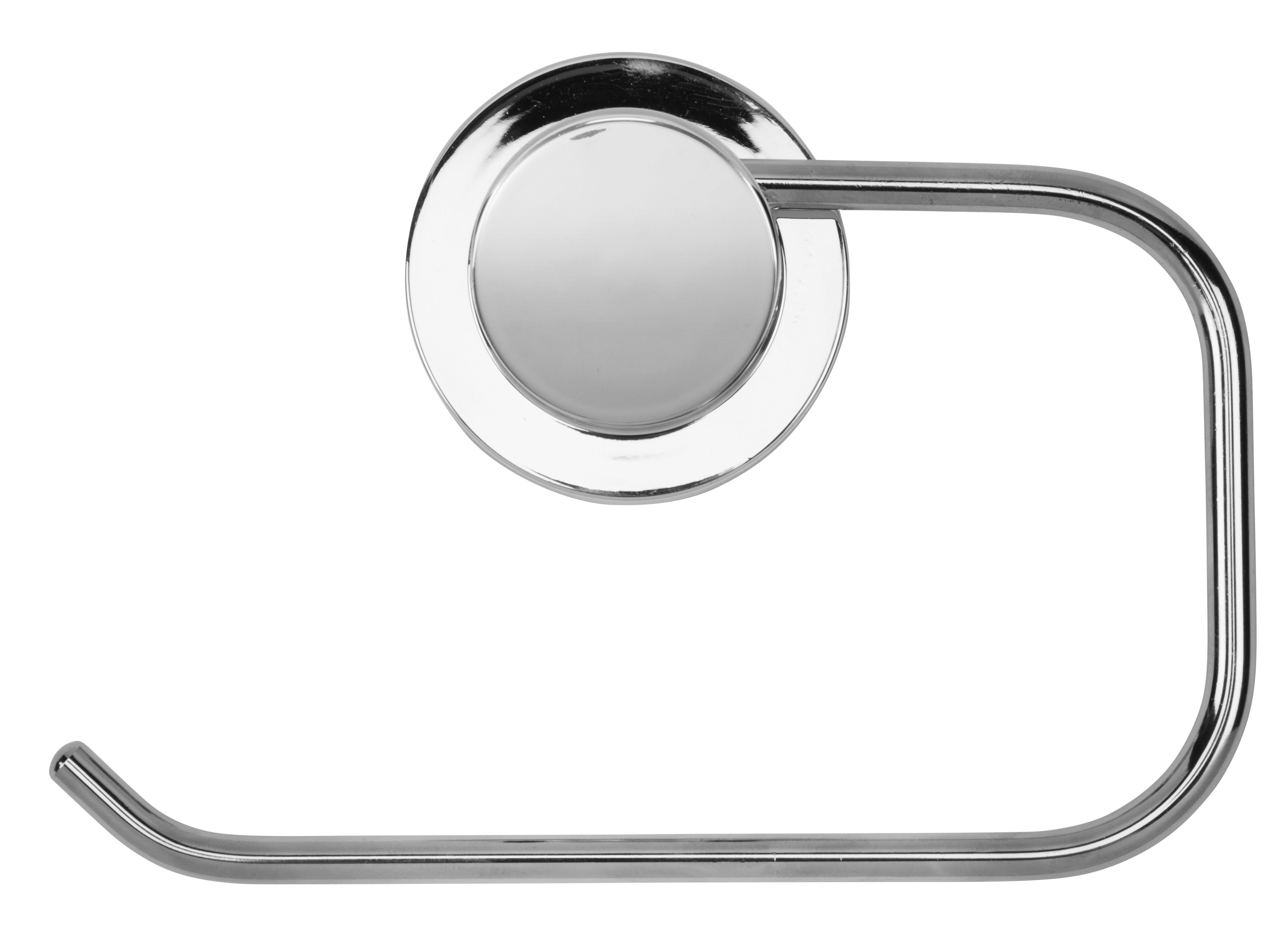 Croydex Stick'n'Lock plus Gloss Chrome effect Wall-mounted Toilet roll holder (H)110mm (W)250mm