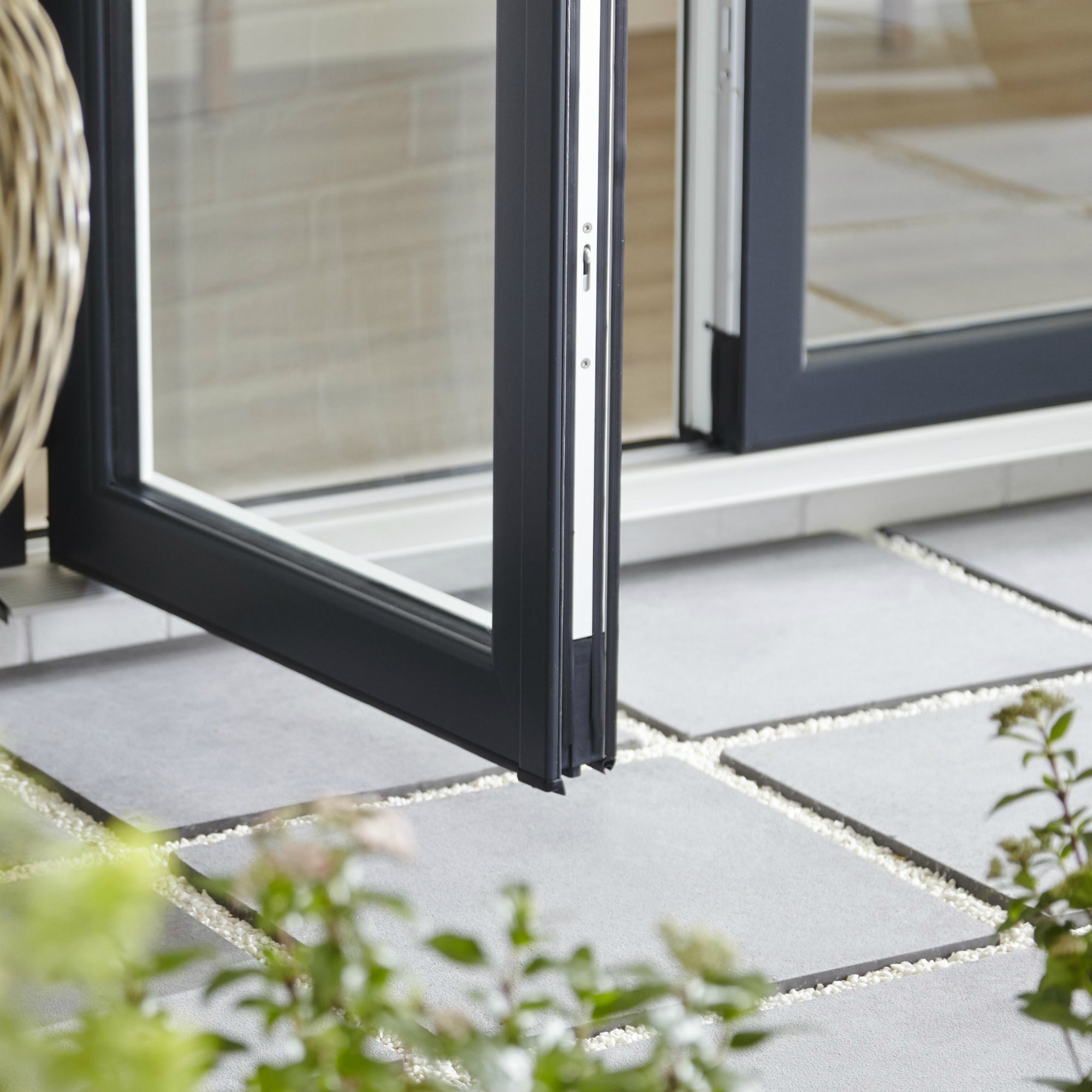 Crystal 1 Lite Glazed Grey Aluminium French Door set with 2 panes, (H)2104mm (W)1504mm External