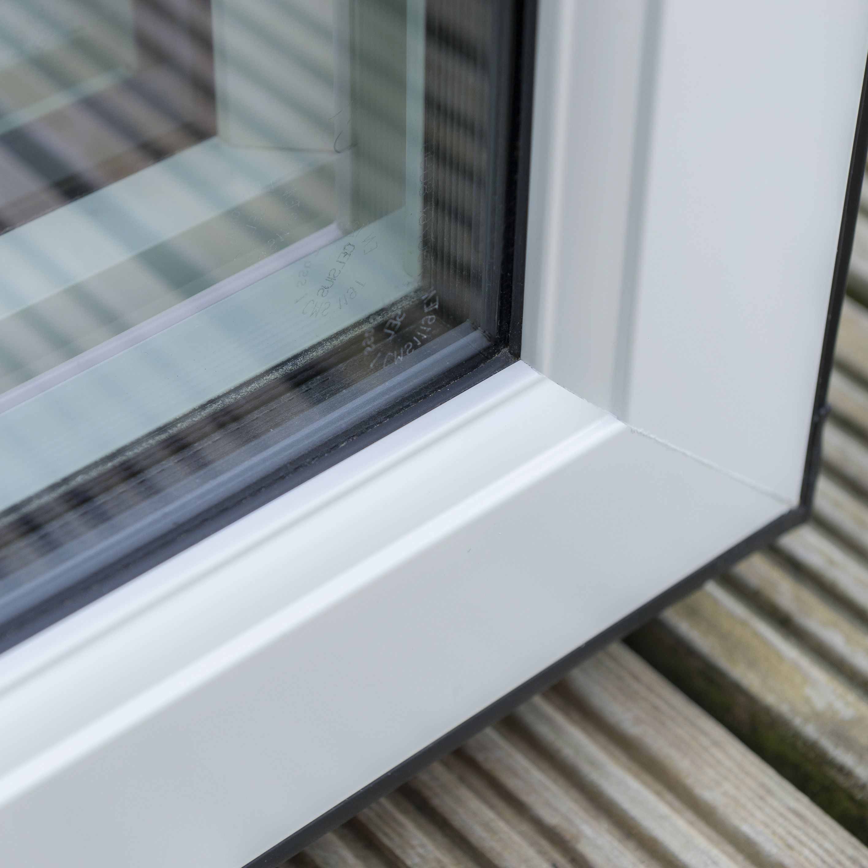 Crystal 1 Lite Glazed Grey Aluminium French Door set with 2 panes, (H)2104mm (W)1804mm External