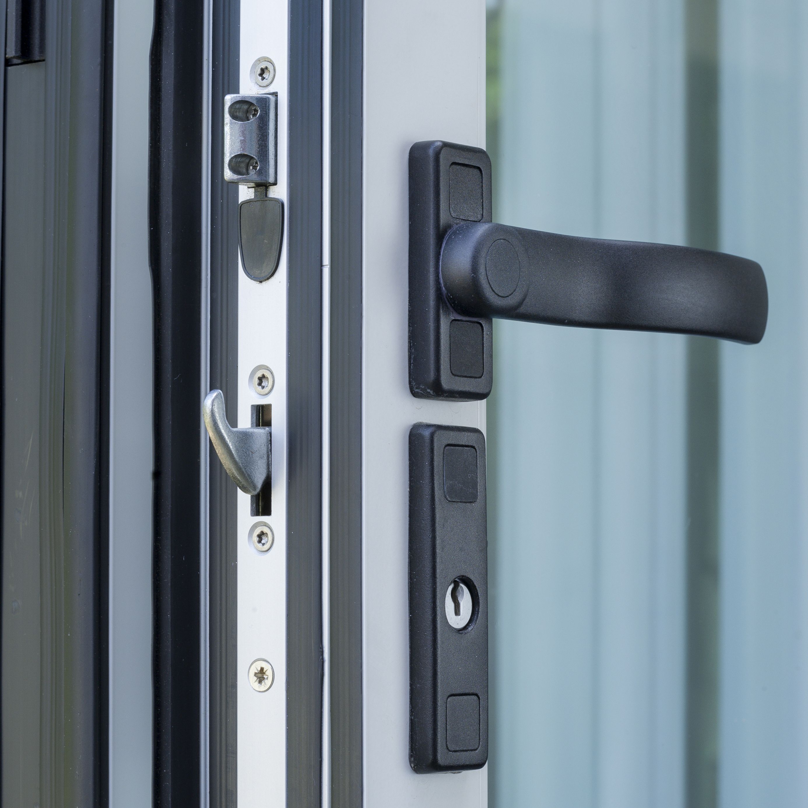 Crystal 1 Lite Glazed Grey Aluminium French Door set with 2 panes, (H)2104mm (W)1804mm External
