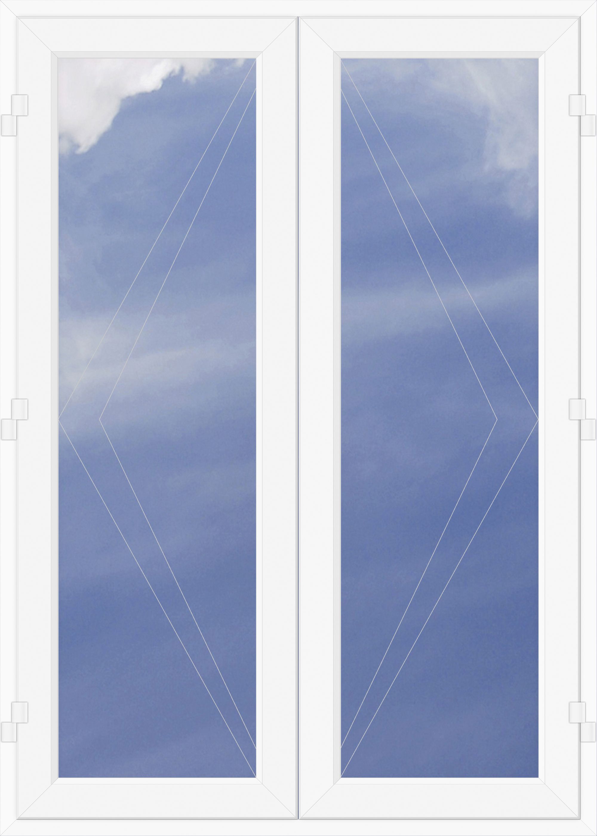 Crystal 1 Lite Glazed White uPVC French Door set with 2 panes, (H)2090mm (W)1490mm External