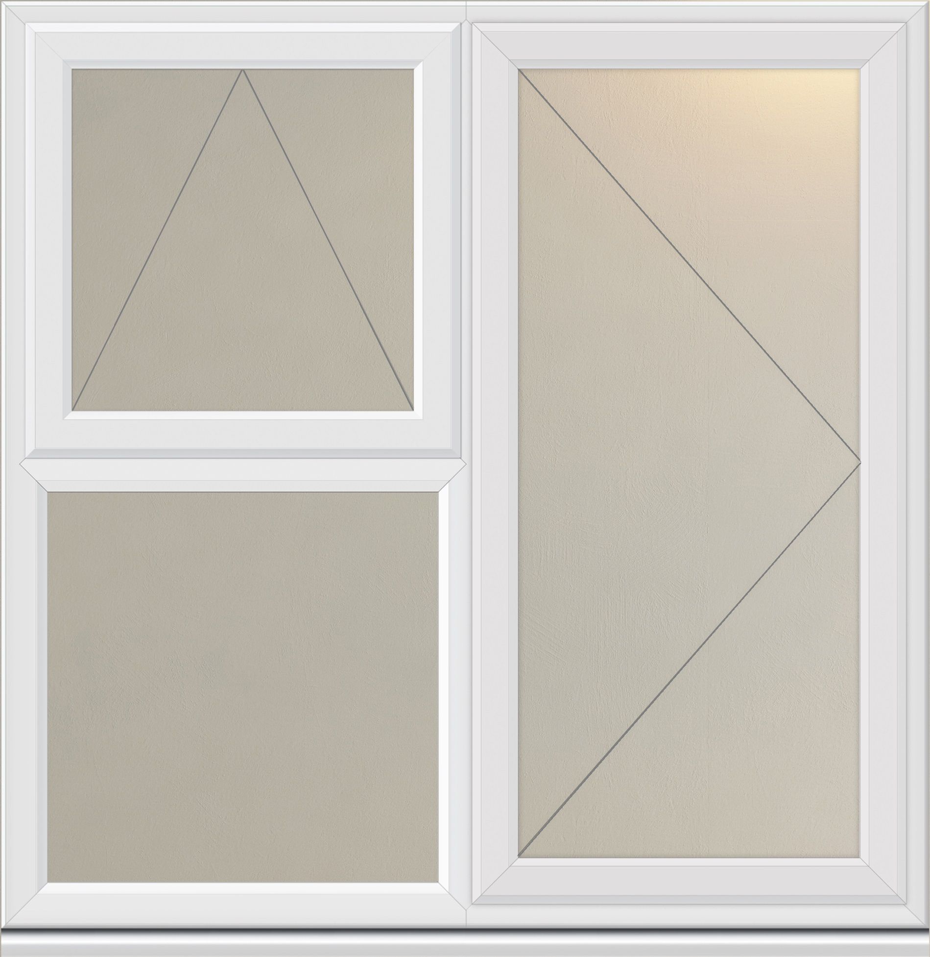Crystal 1P Clear Glazed White uPVC Right-handed Side & top hung Casement window, (H)1190mm (W)1190mm