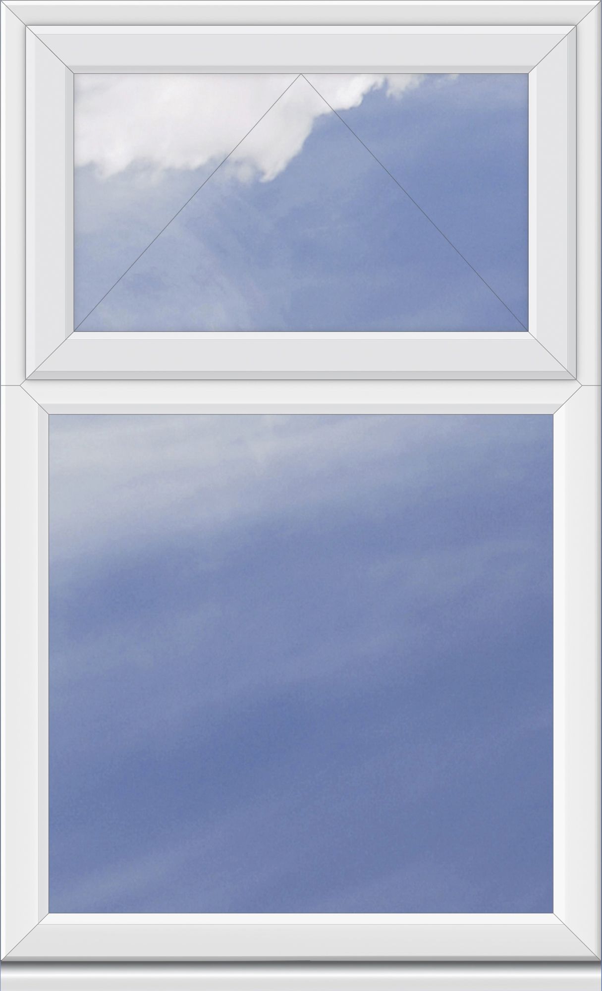 Crystal 1P Clear Glazed White uPVC Top hung Casement window, (H)1040mm (W)905mm
