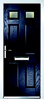Crystal 6 panel Frosted Glazed Navy blue Right-hand External Front Door set, (H)2055mm (W)920mm