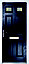 Crystal 6 panel Frosted Glazed Navy blue Right-hand External Front Door set, (H)2055mm (W)920mm