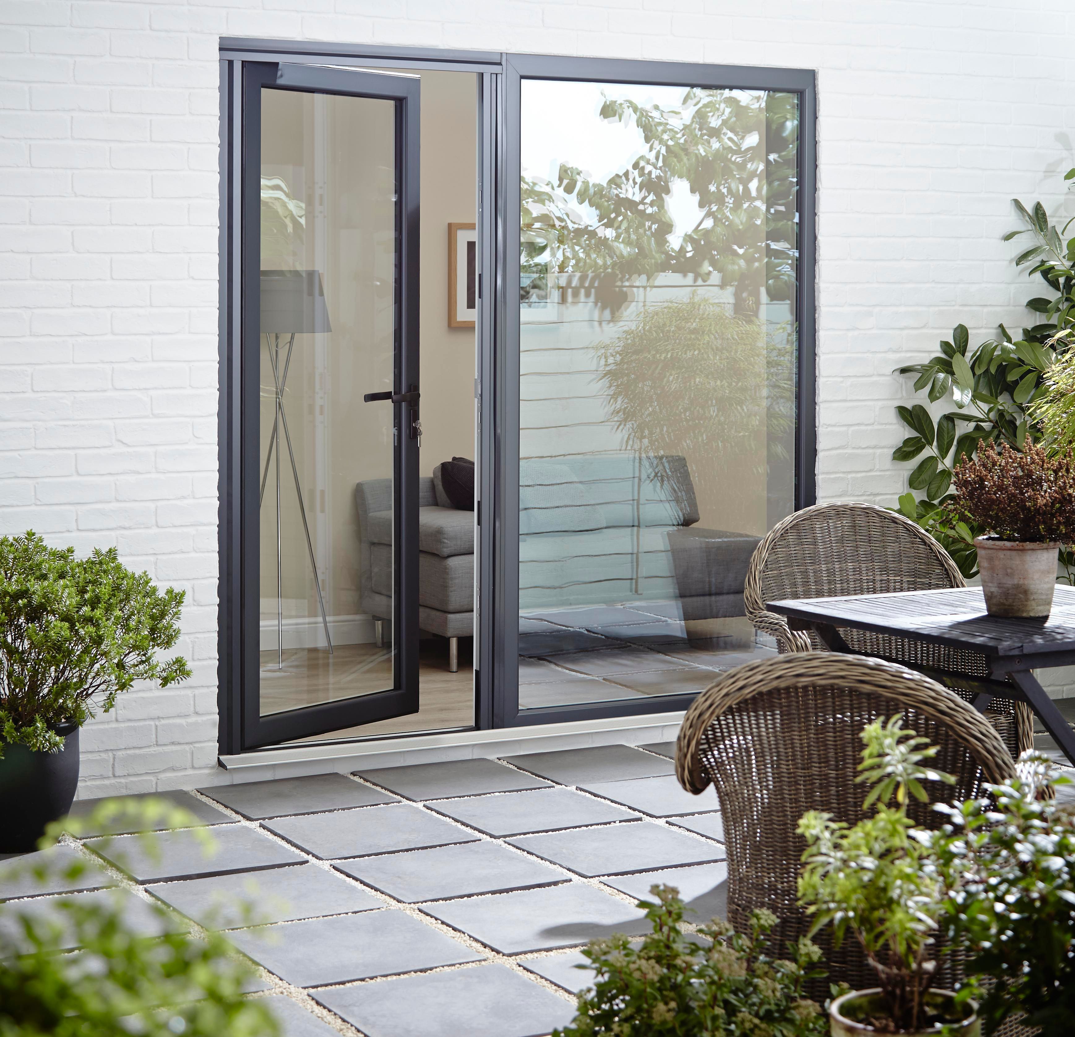 Crystal Clear Glazed Anthracite Aluminium Fixed Window, (H)2104mm (W)1000mm