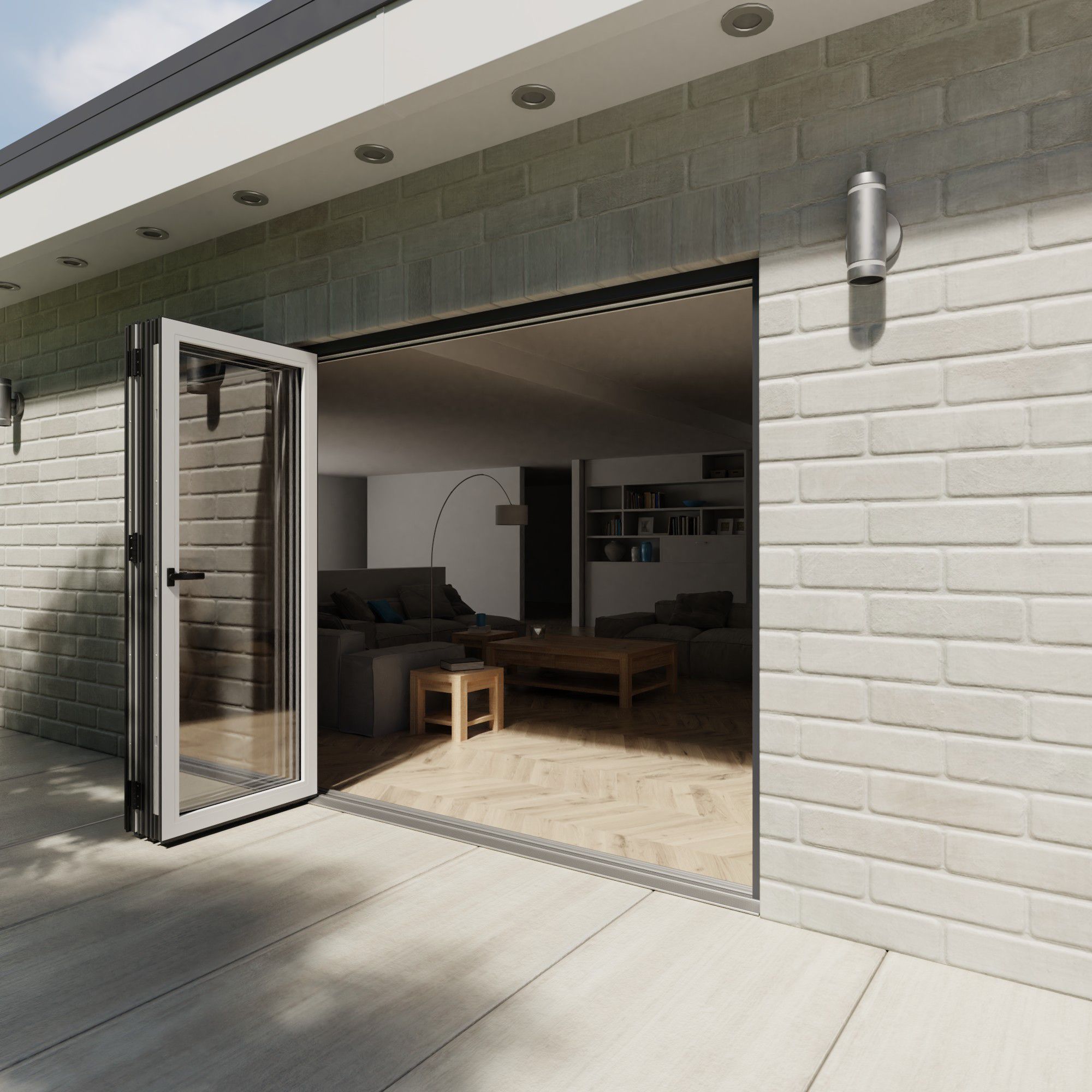 Crystal Clear Glazed Grey Aluminium External 1 Folding Bi-folding door, (H)2090mm (W)2390mm