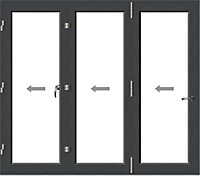 Crystal Clear Glazed Grey Aluminium External 1 Folding Bi-folding door, (H)2090mm (W)2390mm