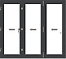 Crystal Clear Glazed Grey Aluminium External 1 Folding Bi-folding door, (H)2090mm (W)2390mm