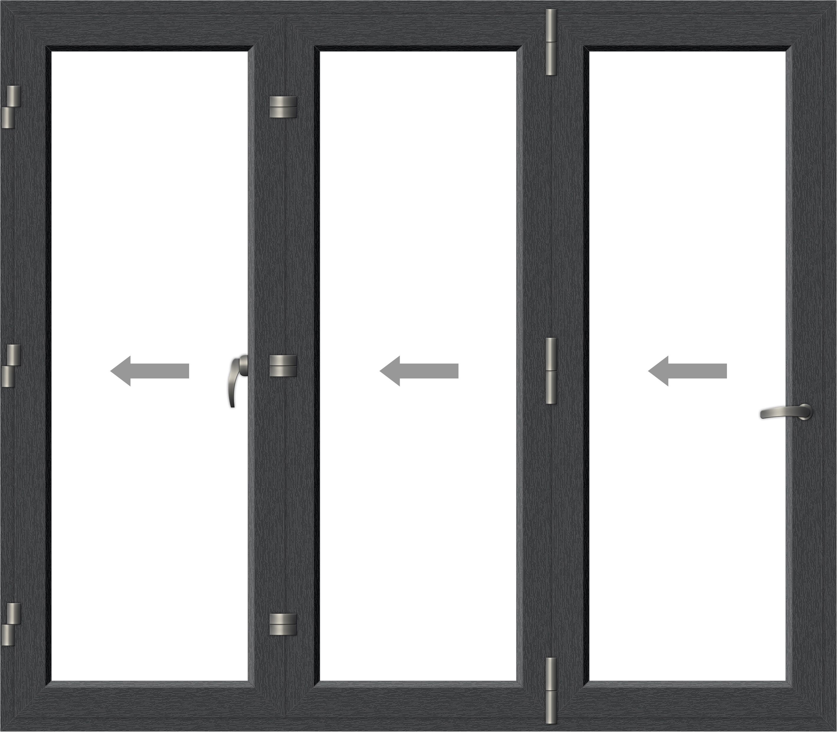 Crystal Clear Glazed Grey Aluminium External 1 Folding Bi-folding door, (H)2090mm (W)2390mm