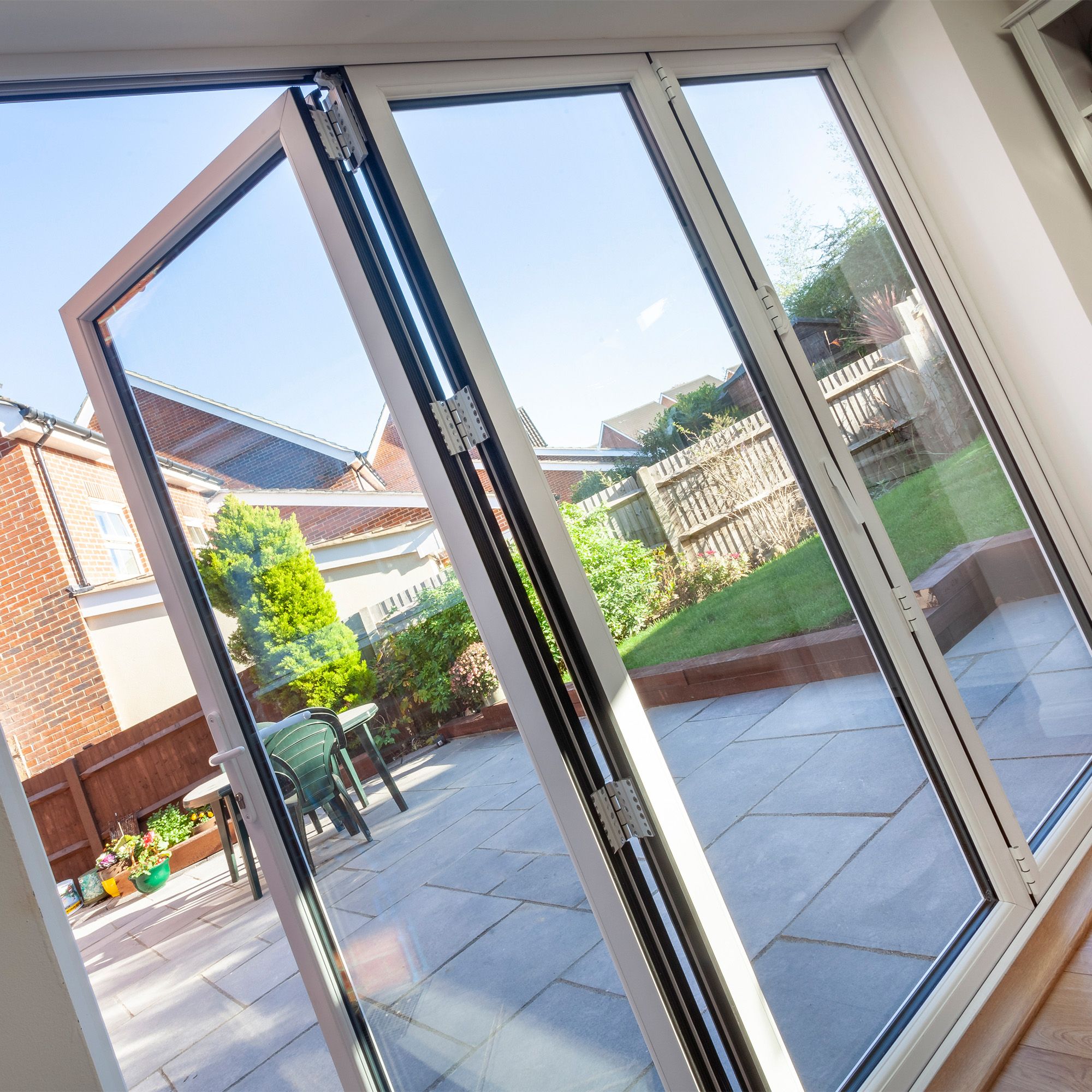 Crystal Clear Glazed Grey Aluminium External 1 Folding Bi-folding door, (H)2090mm (W)2390mm