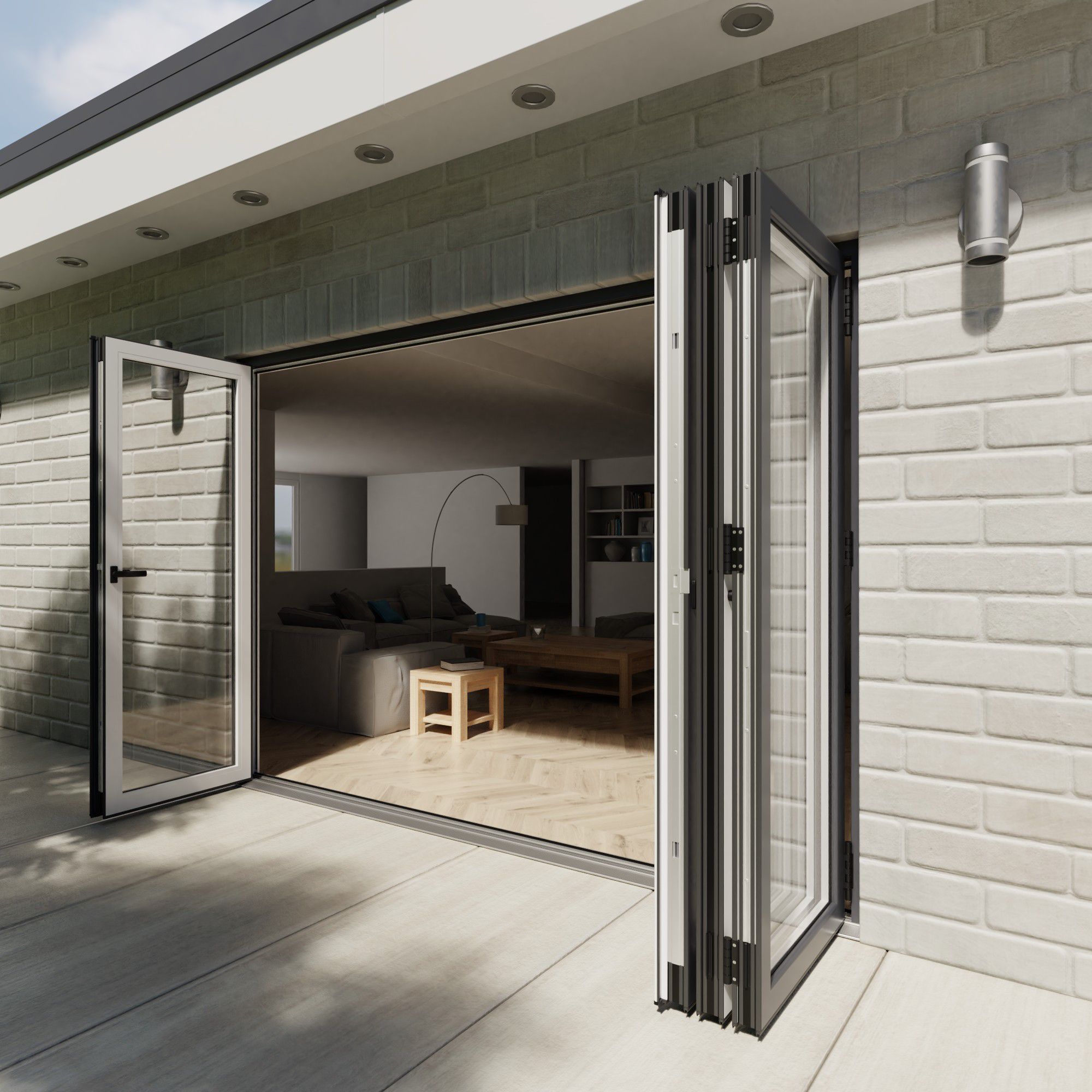 Crystal Clear Glazed Grey Aluminium External 1 Folding Bi-folding door, (H)2090mm (W)2390mm