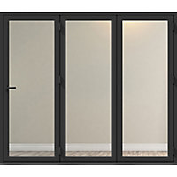 Crystal Clear Glazed Grey Aluminium External 1 Folding Bi-folding door, (H)2090mm (W)2990mm