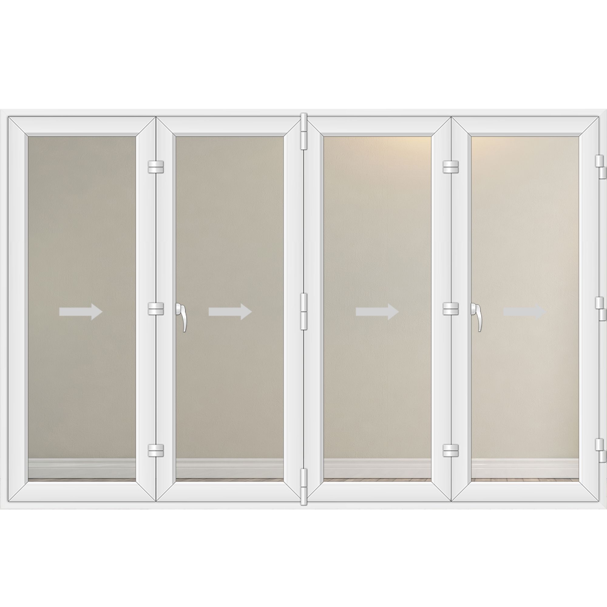 Crystal Clear Glazed White Polyvinyl chloride (PVC) 4 Folding Door set, (H)2090mm (W)3004mm