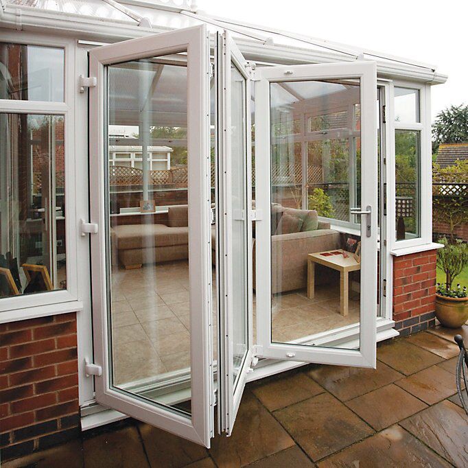 Crystal Clear Glazed White PVCu External Bifold Door, (H)2090mm (W