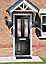 Crystal Frosted Glazed Black Left-hand External Front Door set, (H)2055mm (W)920mm