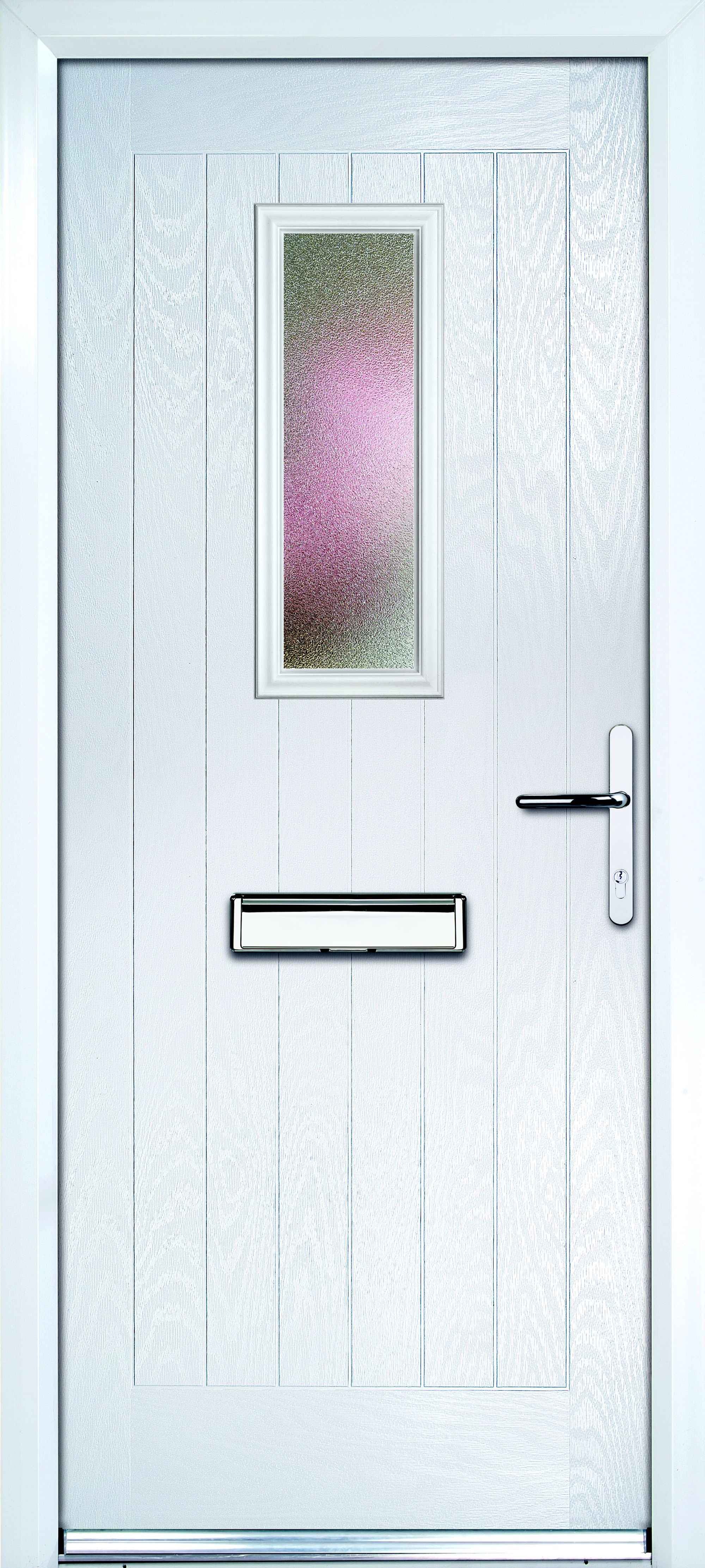 Crystal Frosted Glazed Cottage White LH External Front Door Set, (H ...