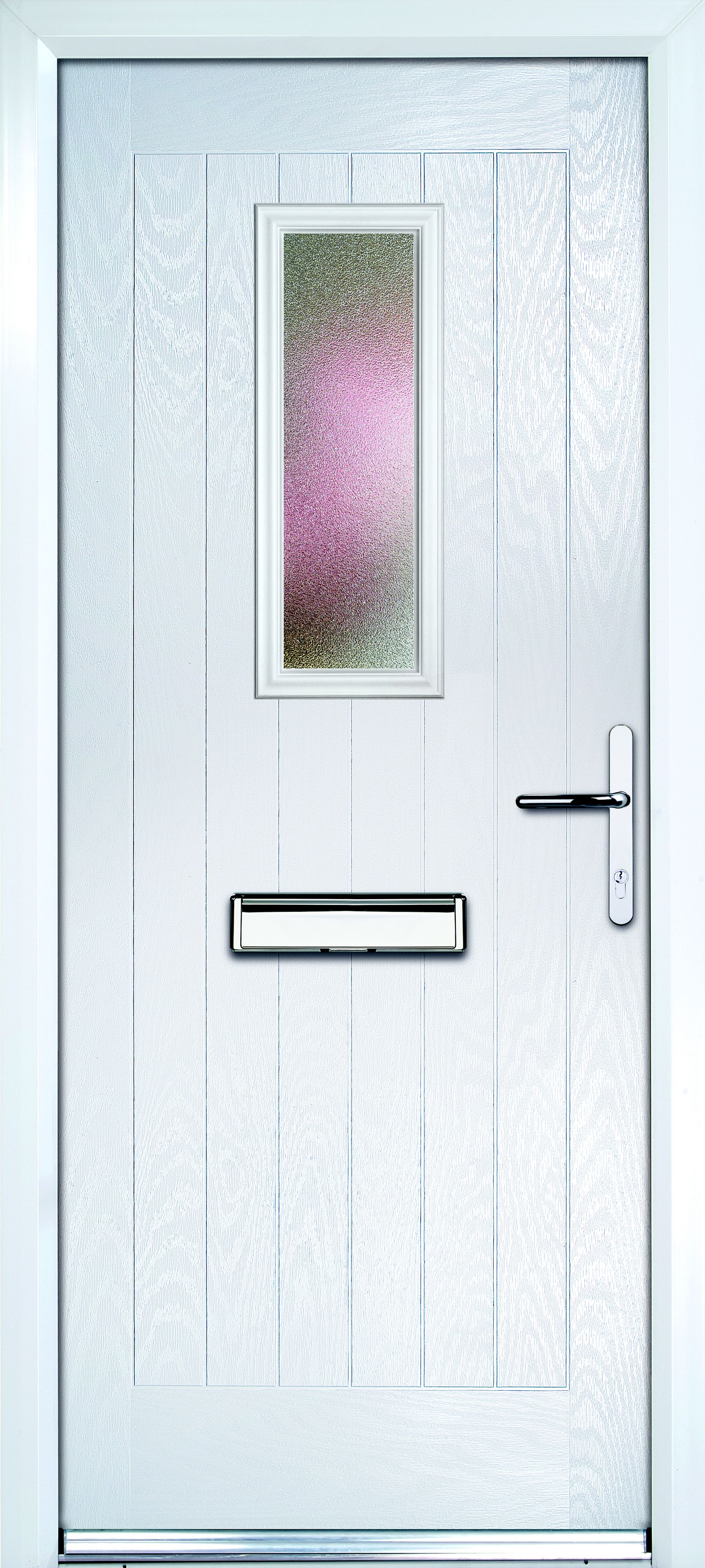 Crystal Frosted Glazed Cottage White LH External Front Door set, (H ...