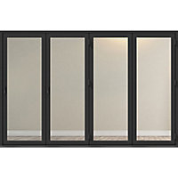 Crystal Glazed Grey Aluminium External 1 Bi-folding door, (H)2090mm (W)3590mm