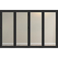 Crystal Glazed Grey Aluminium External 1 Bi-folding door, (H)2090mm (W)3590mm