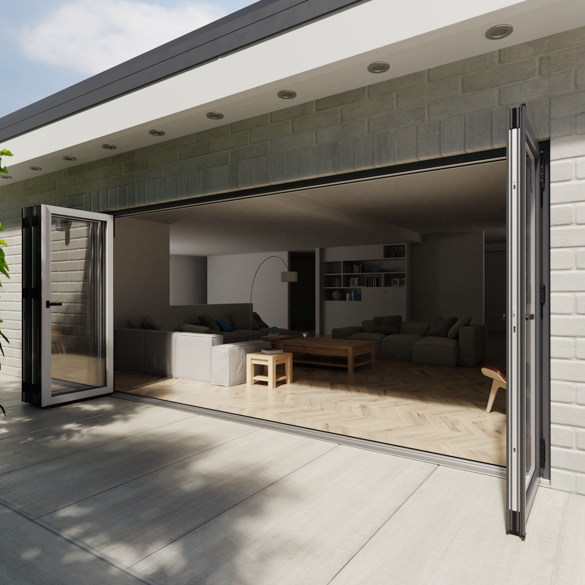 Crystal Glazed Grey Aluminium External 1 Folding Bi-folding door, (H)2090mm (W)4990mm
