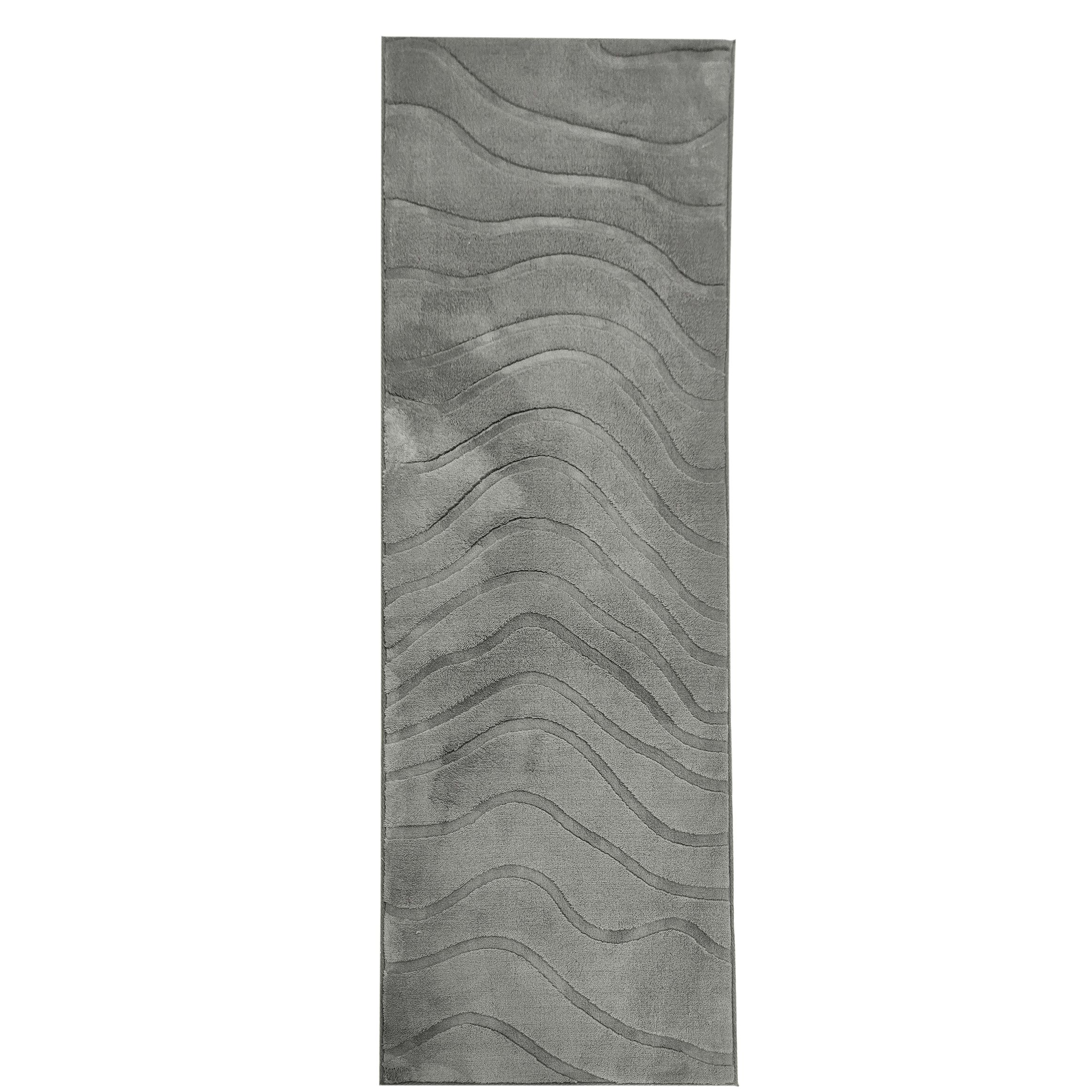 Crystal Grey Waves 3D effect Medium Runner, (L)180cm x (W)60cm