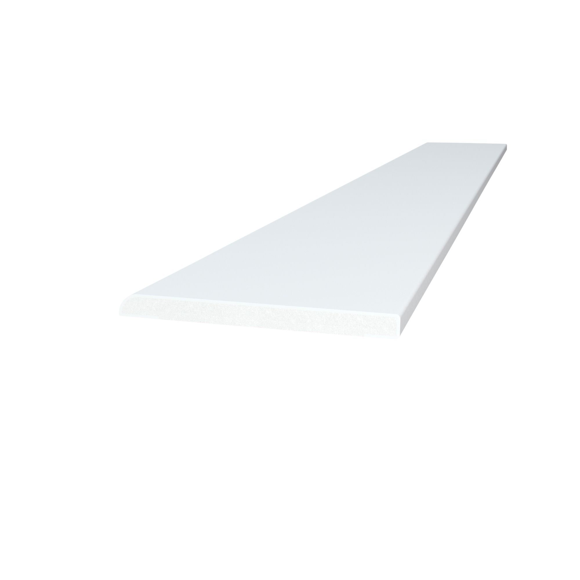 Crystal White Polyvinyl chloride (PVC) Bullnose Flat moulding (L)2500mm (W)65mm