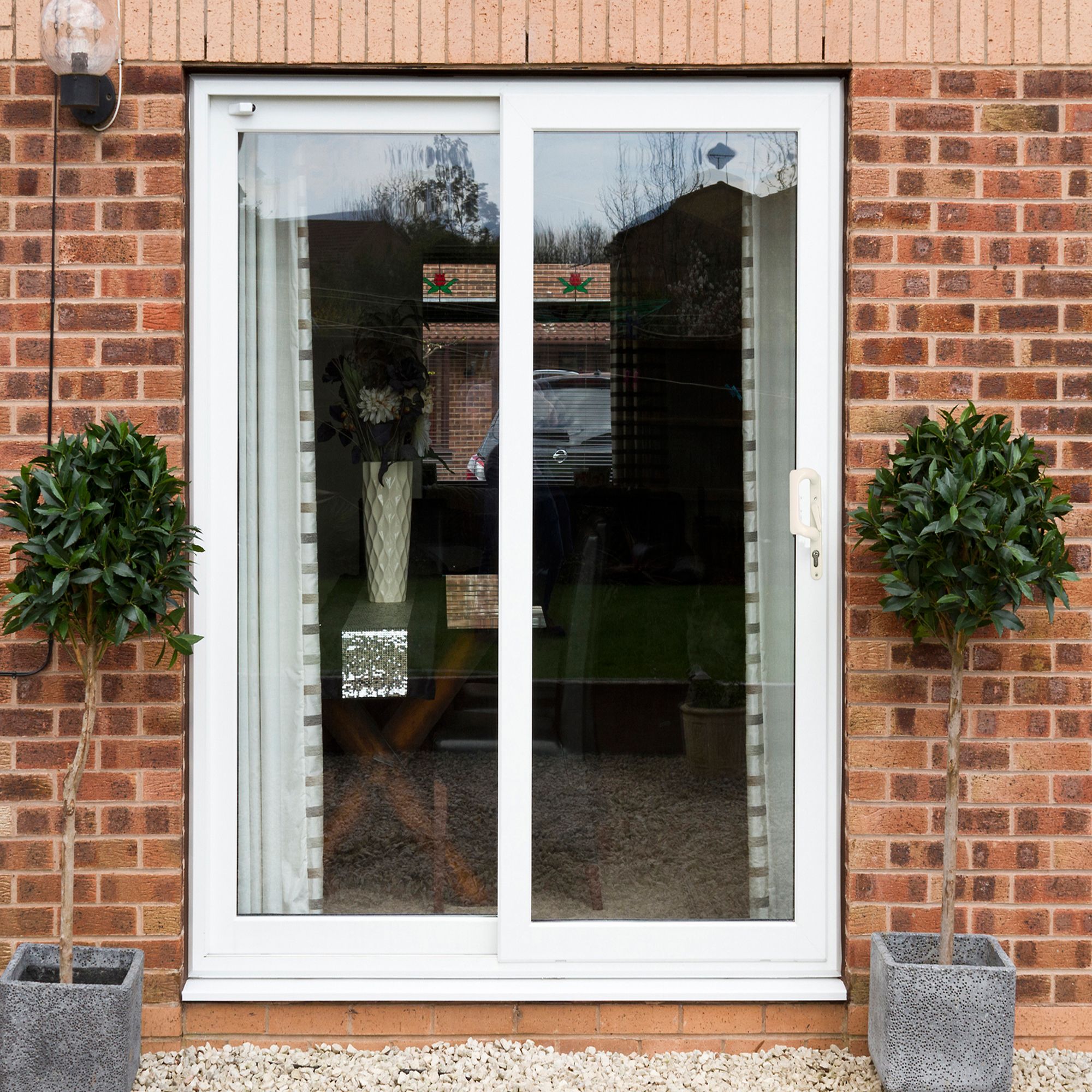 Crystal2 panes Clear Glazed White uPVC Sliding Patio door set, (H)2090mm (W)1790mm
