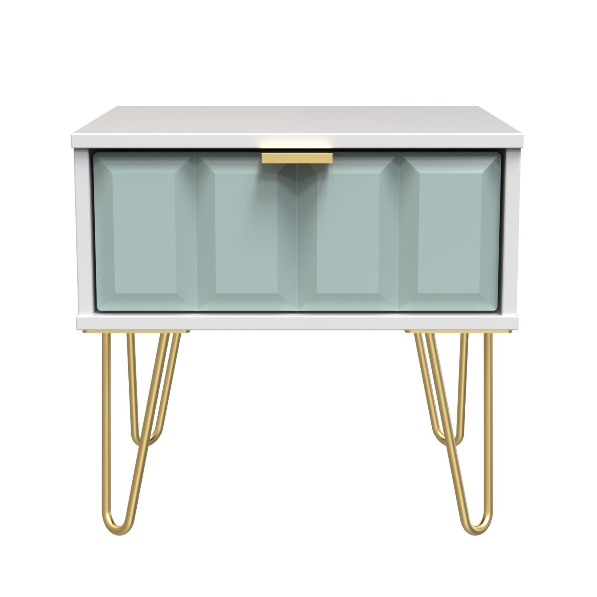 Cube Ready assembled Matt duck egg & white 1 Drawer Small Side table (H)410mm (W)450mm (D)395mm