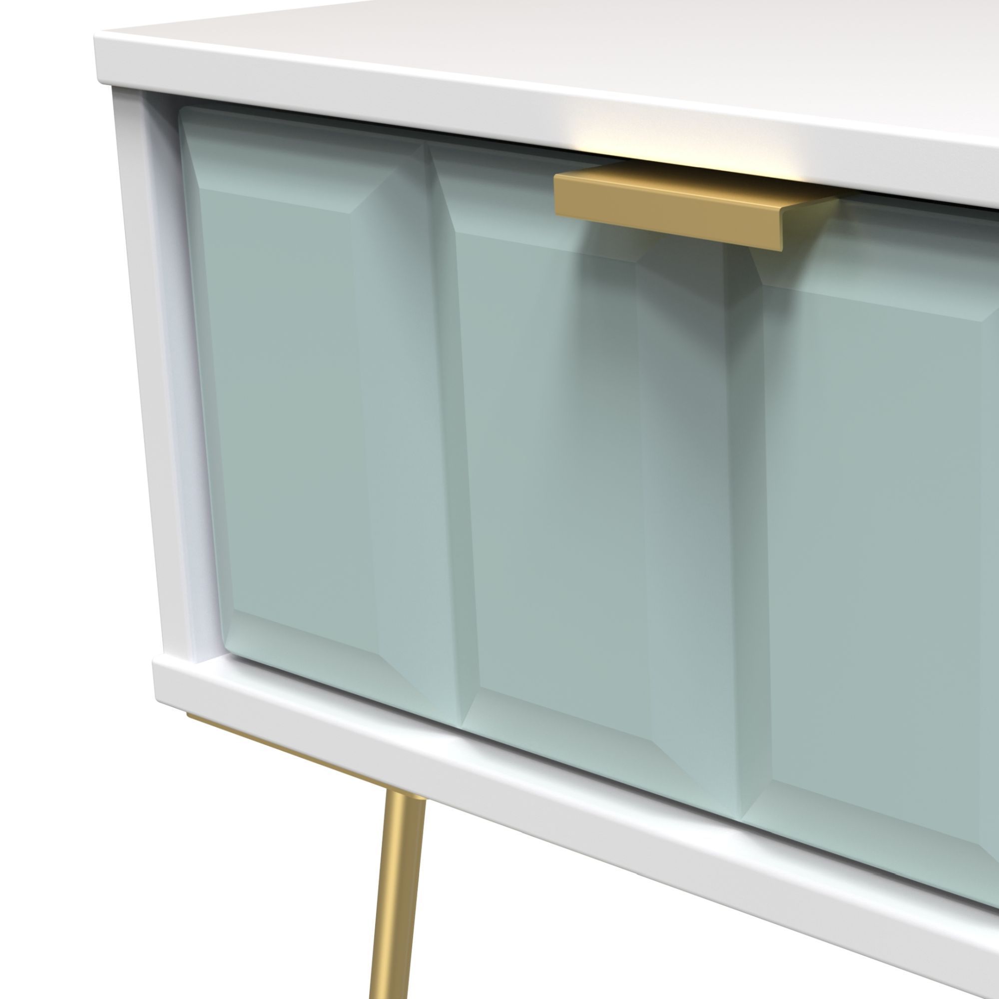 Cube Ready assembled Matt duck egg & white 1 Drawer Small Side table (H)410mm (W)450mm (D)395mm