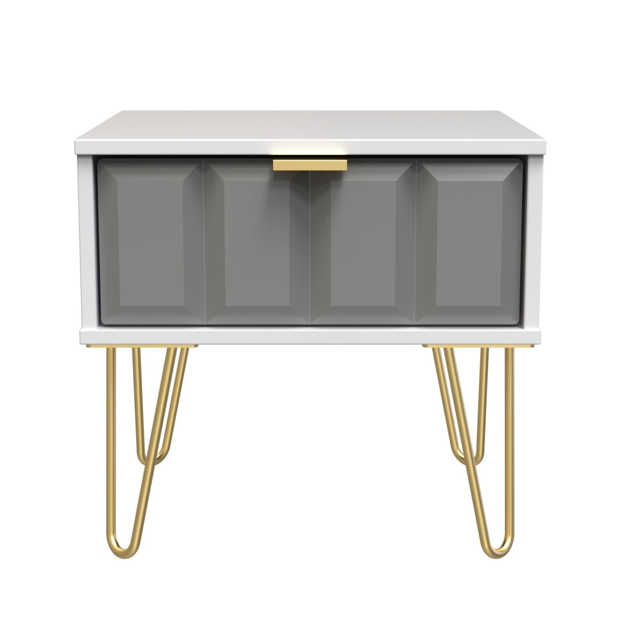 Cube Ready assembled Matt grey & white 1 Drawer Small Side table (H)410mm (W)450mm (D)395mm