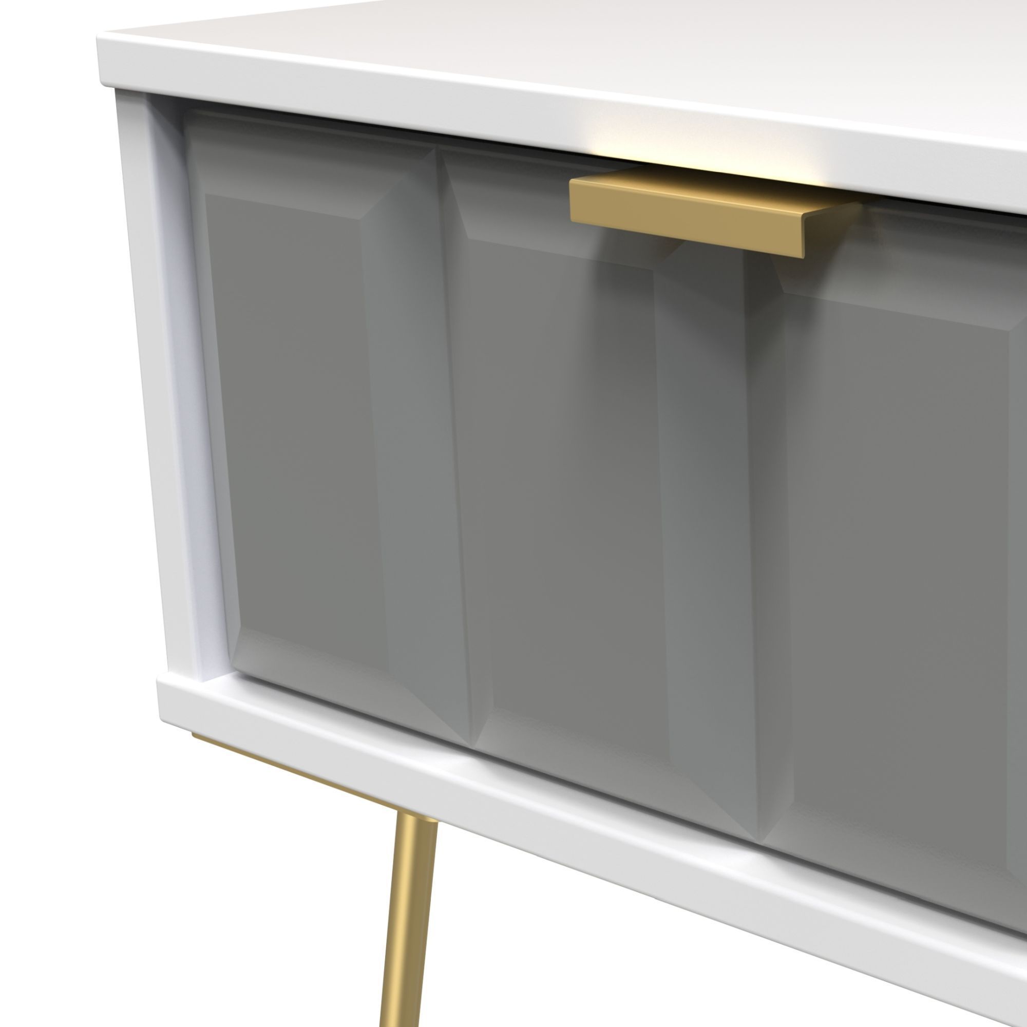 Cube Ready assembled Matt grey & white 1 Drawer Small Side table (H)410mm (W)450mm (D)395mm