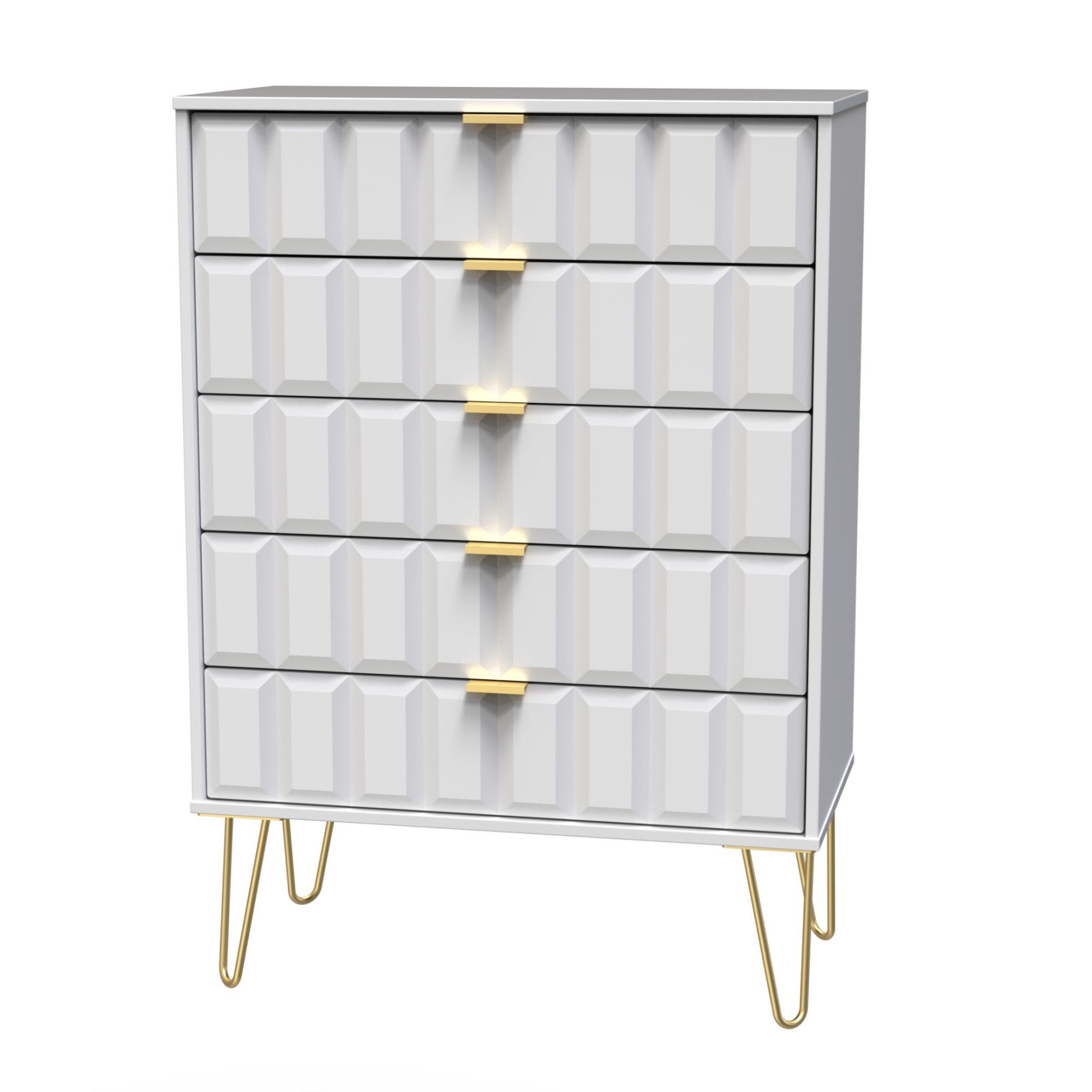 Cube Ready assembled Matt white 5 Drawer Chest of drawers (H)1075mm (W)765mm (D)415mm